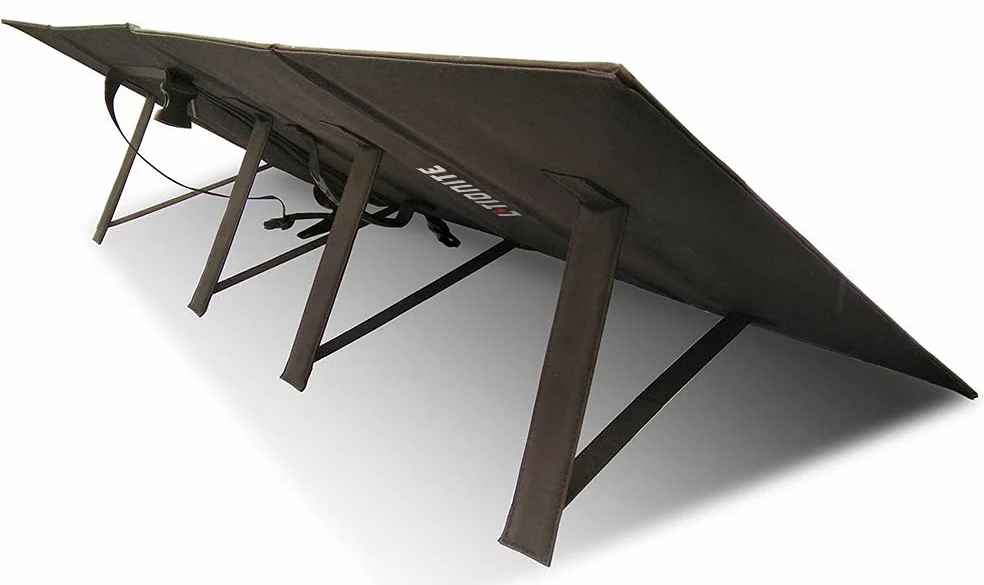 Litionite Arun 120W Panel solar plegable y portátil con soporte inclinado - Conexión DC - Ampliable para pequeño sistema solar - Cargador para generador de energía eléctrica/Power Generator