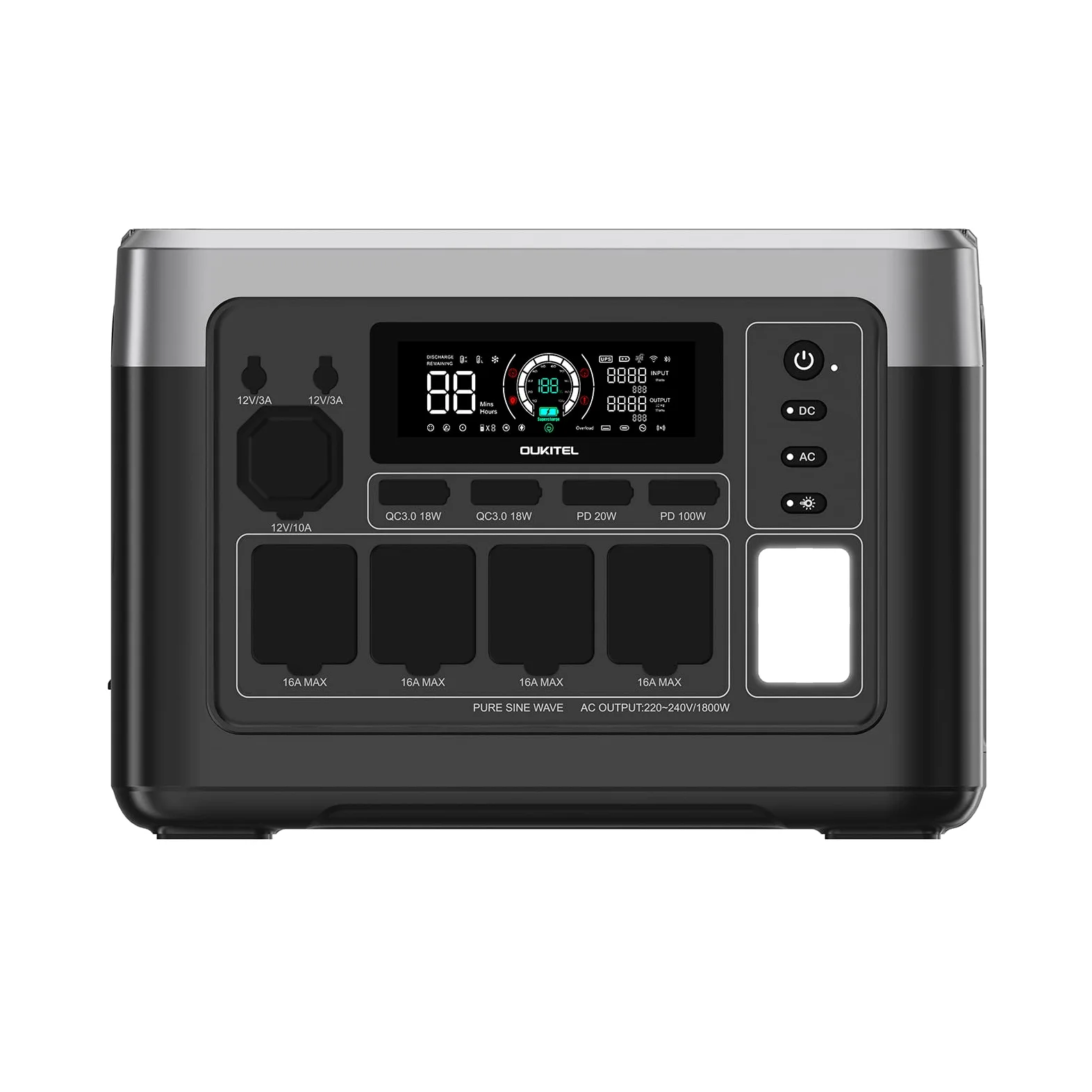 OUKITEL P1000PLUS Estación de Energía Portátil 1800W(Máxima 3600W), Generador Solar con Batería LiFePO4 1024Wh, Carga Rápida de 1200 W, con Control Mediante APP