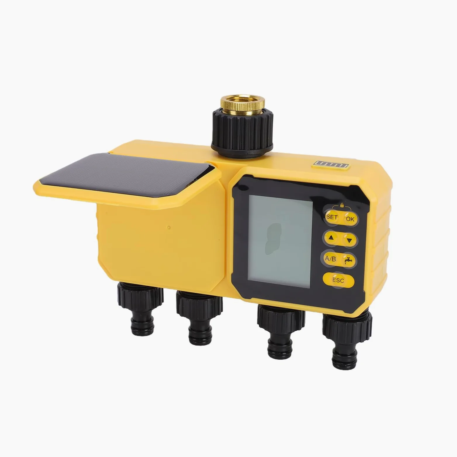 Rengue Temporizador de Manguera Inteligente, Controlador de Riego Solar con Sensor de Lluvia y Batería de 2800 MAh, Temporizador de Riego ABS IPX5 para Jardín, Césped, Invernadero, Uso por Goteo y