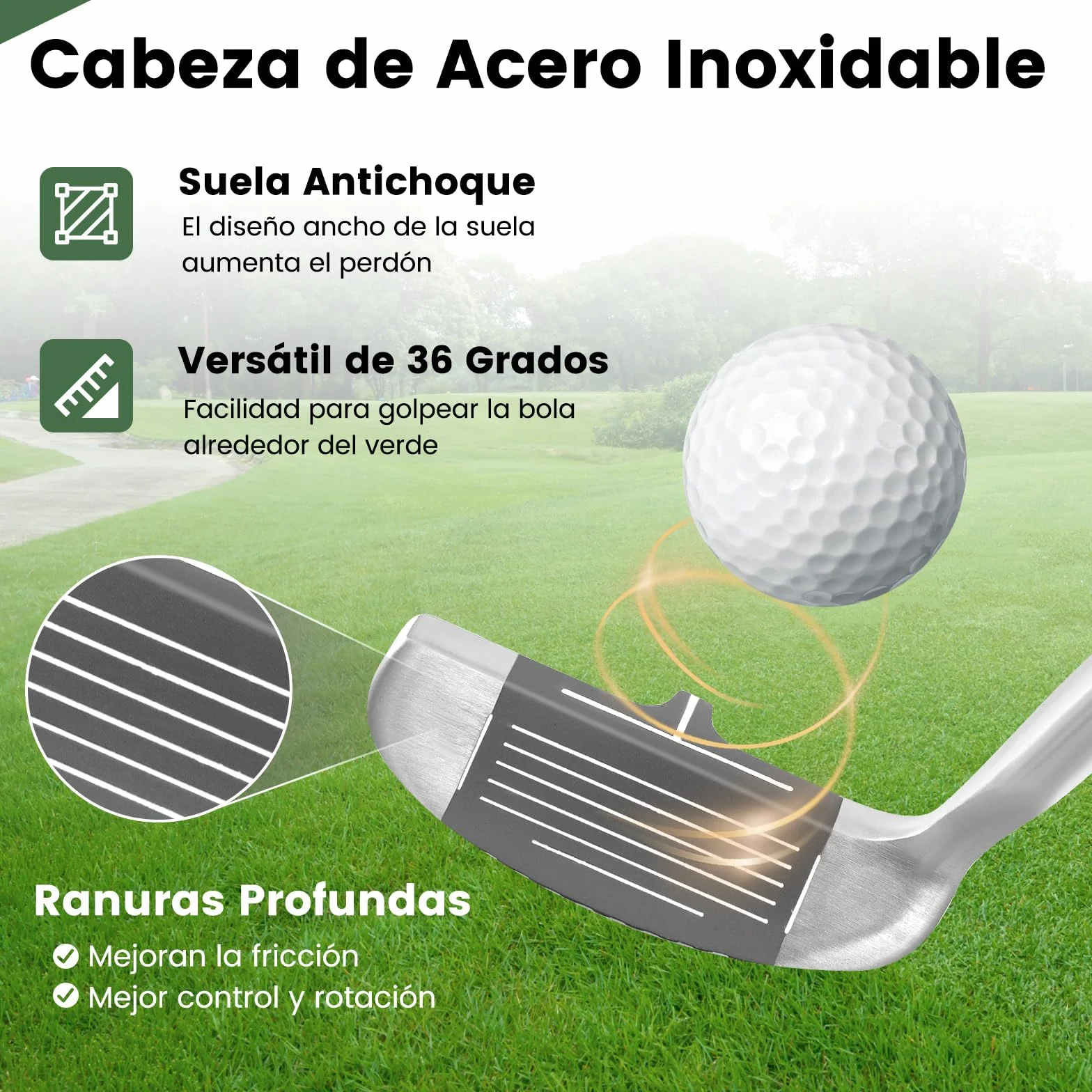 COSTWAY Astilladora de Palos de Golf, Chipper, Cuña de Lanzamiento 36° para Diestros