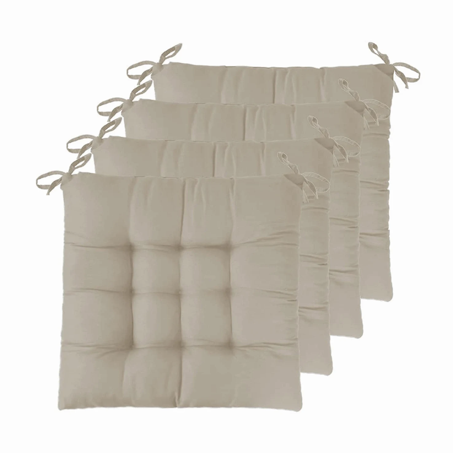 Cojines para Sillas Exterior Interior Reversibles 40x40x5cm Pack 6 Beige