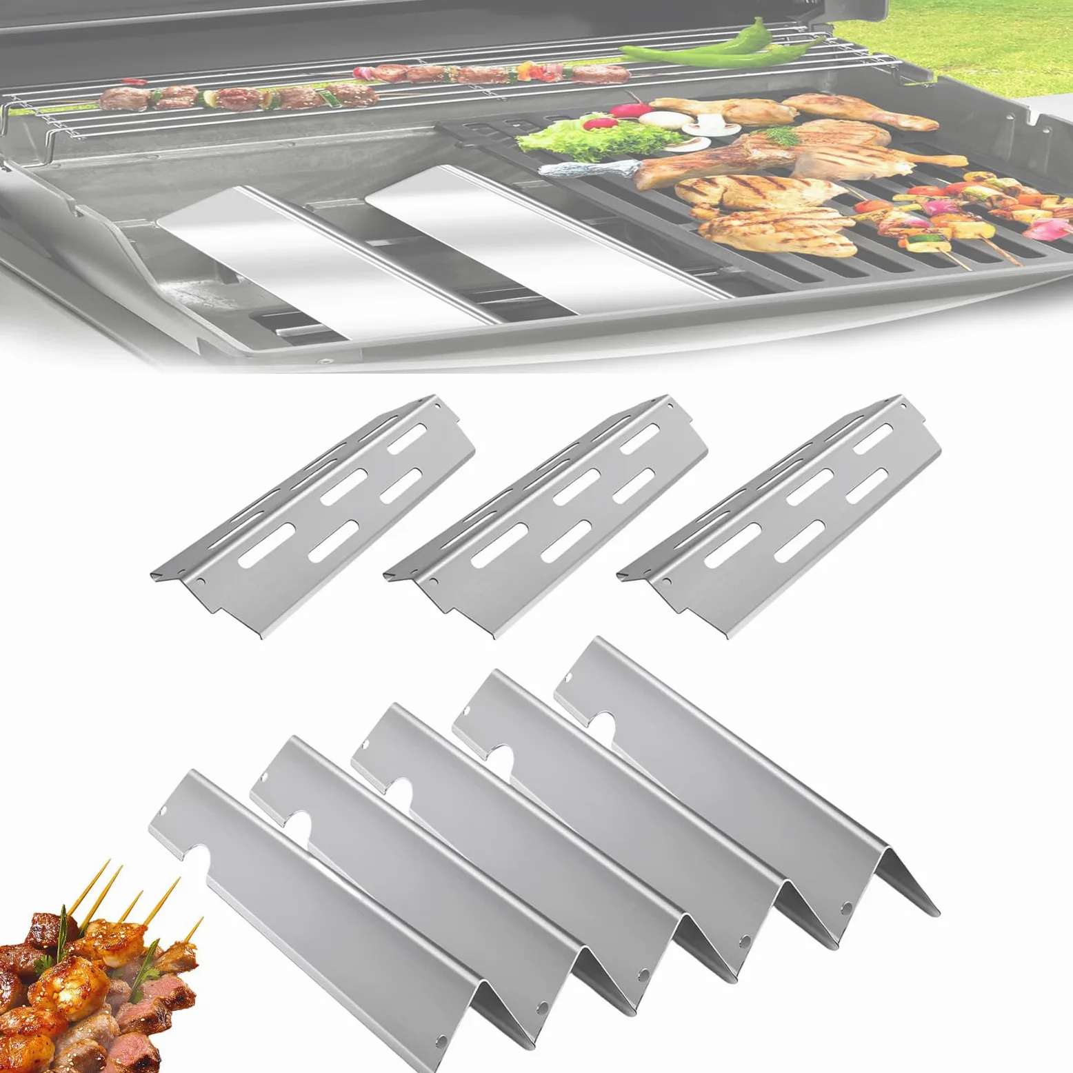 Flavorizer Bars y Deflectores de Calor para W-e-b-e-r Genesis II/LX 300 Serie, Placas Calefactoras de Piezas de Repuesto para Genesis II LX E/S-340 E-310 E-315 E-335 E-330 S-335