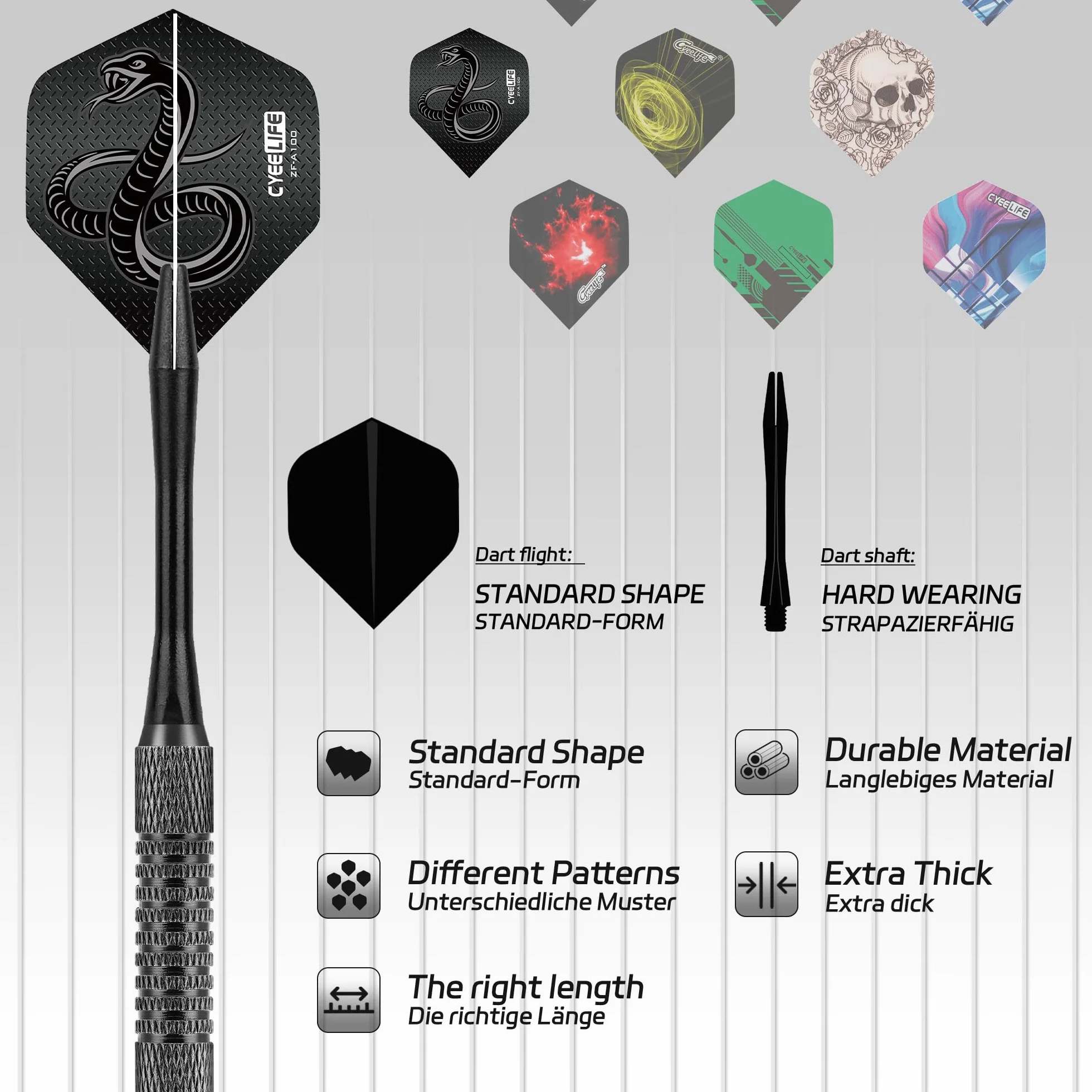 CyeeLife Dardos con punta de plástico - Juego de 18 dardos de punta suave para tablero de dardos electrónico