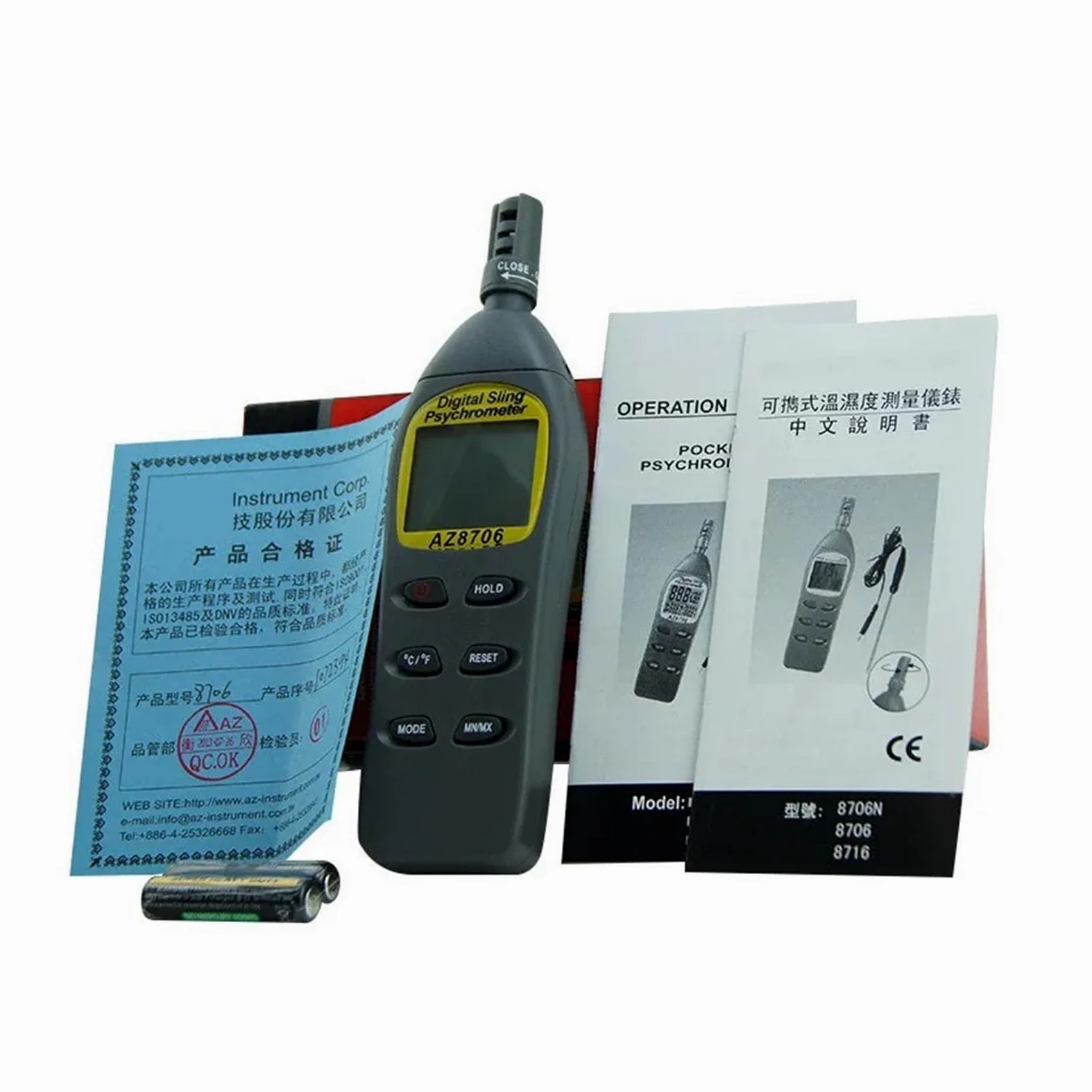 Medidor de Punto de rocío portátil de Alta precisión AZ8706, termohigrómetro Digital AZ-8706 para Interior y Exterior