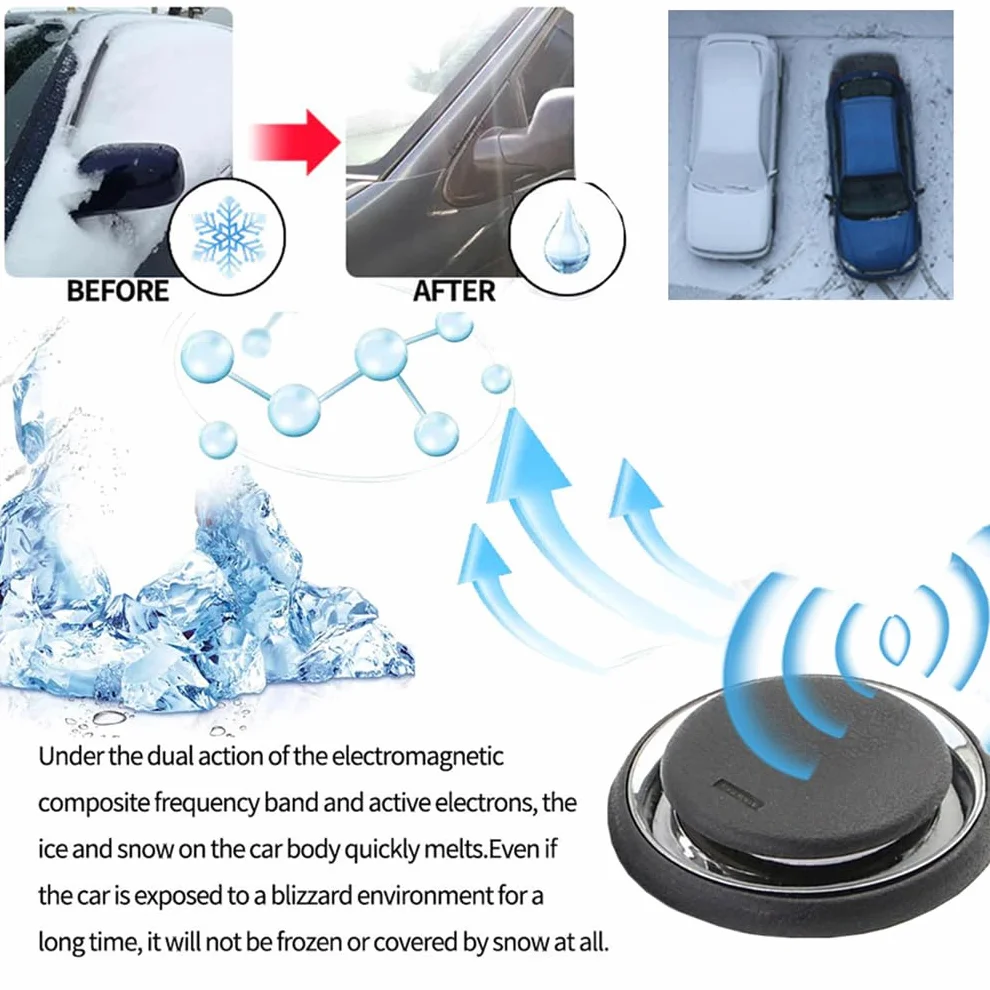 Electromagnetic Car Snow Removal Device, Car Winter Accessories, Solar Driven Antifreeze Device, Portable Kinetic Molecular Heater, Fast and Efficient Snow Removal for Cars (1PC)