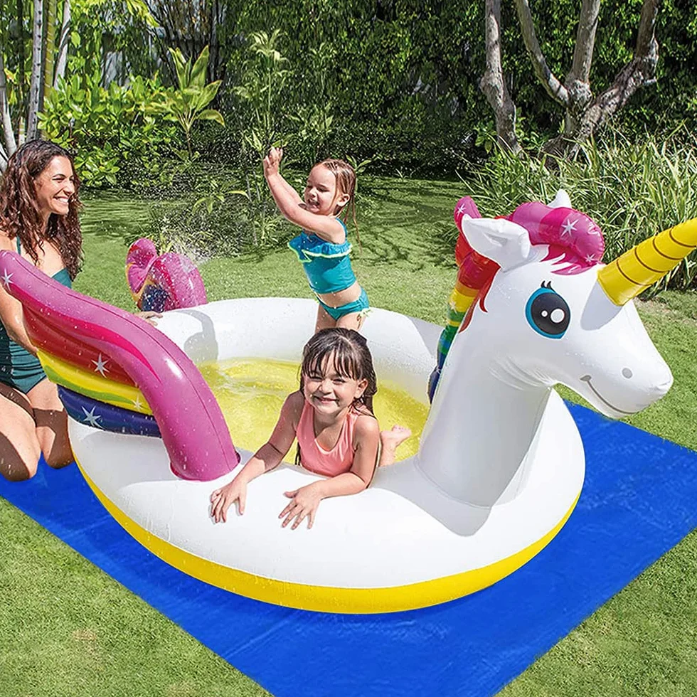 Alfombrilla Rectangular para Piscina Azul, Paño de Piso Plegable para Piscina Protector de Suelo Piscina Adecuado para Piscinas, Hinchables y Piscinas para Niños 295 x 206cm