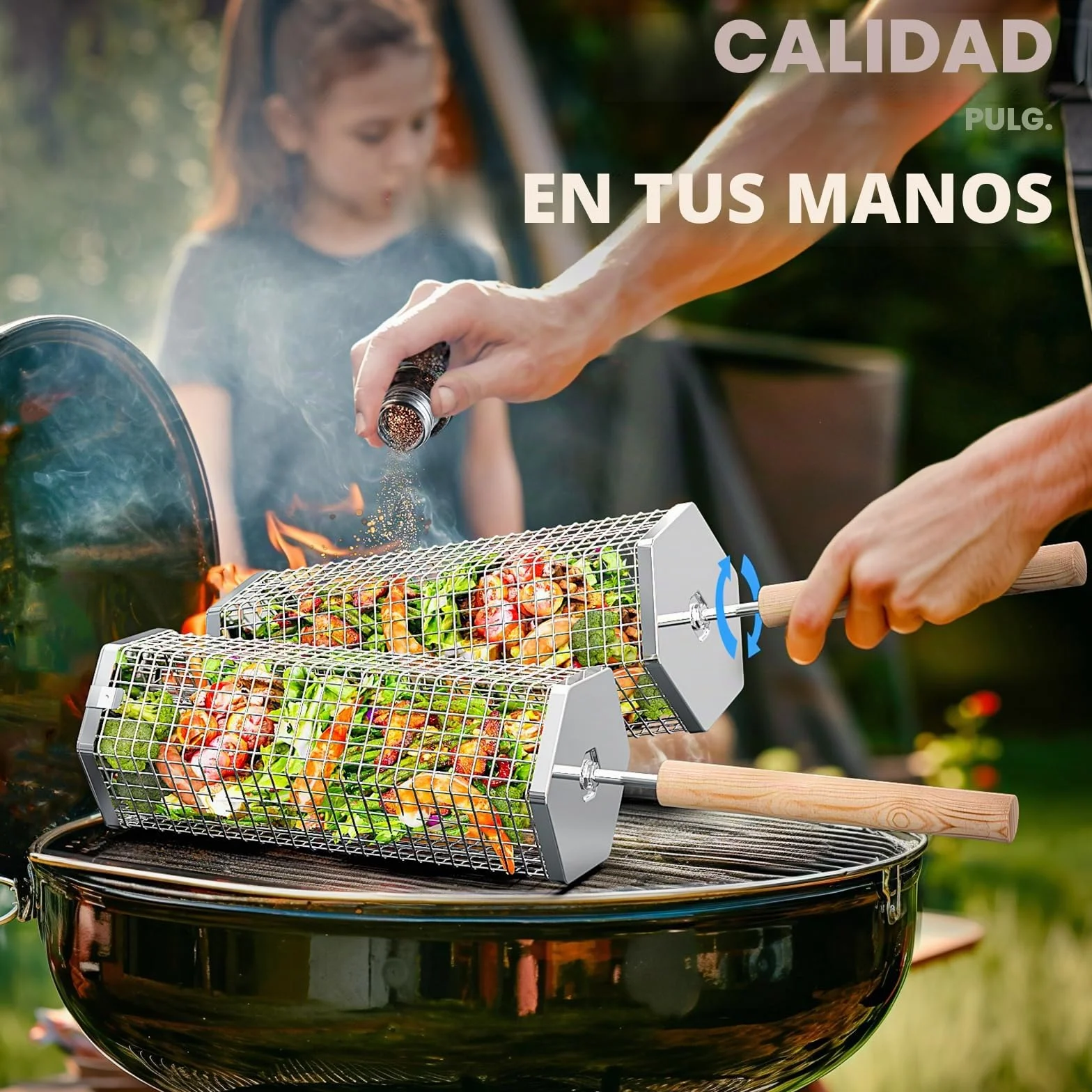 ivtivfu Cesta de Parrilla Rodadiza, Mango Extraíble, Acero Inoxidable 304, Anidadas Accesorios Barbacoa carbon para Verduras, Utensilios bbq para Exterior Camping, Regalos Originales Hombre cumpleaños
