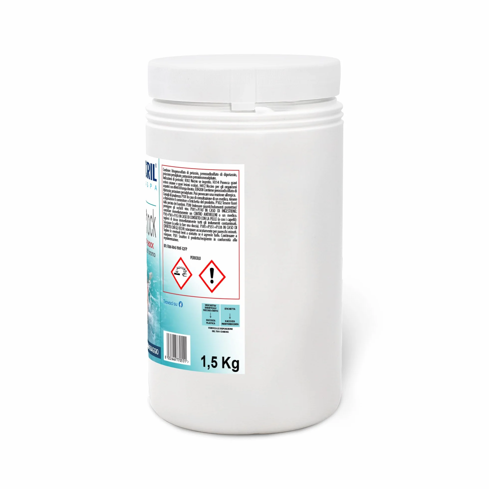 Metacril Brom Shock, Formato Granulado, para Piscinas y Spas de Hidromasaje - 1,5 kg