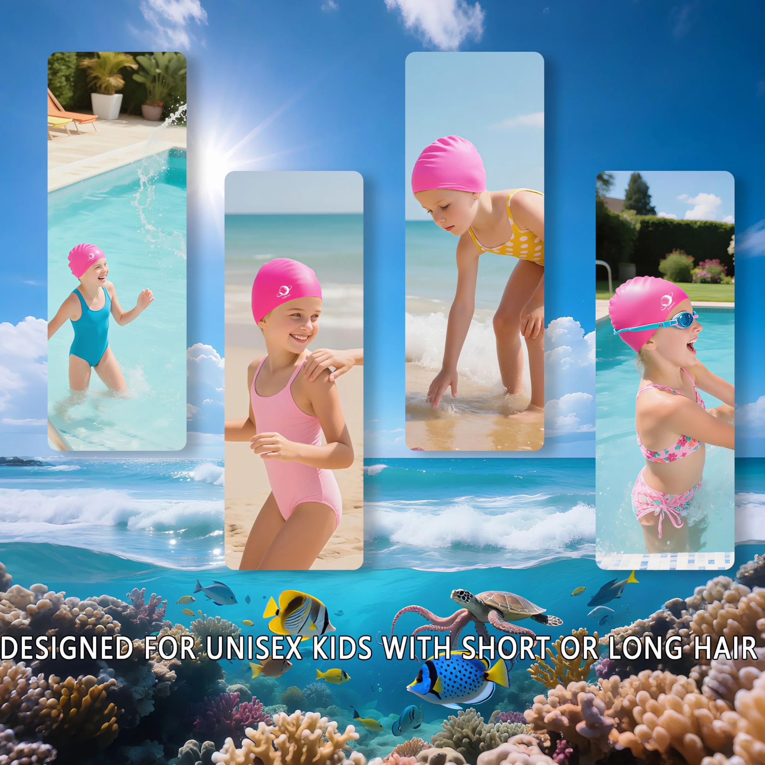 Gorro de Natación Infantil de Silicona para Piscina Niños y Niñas