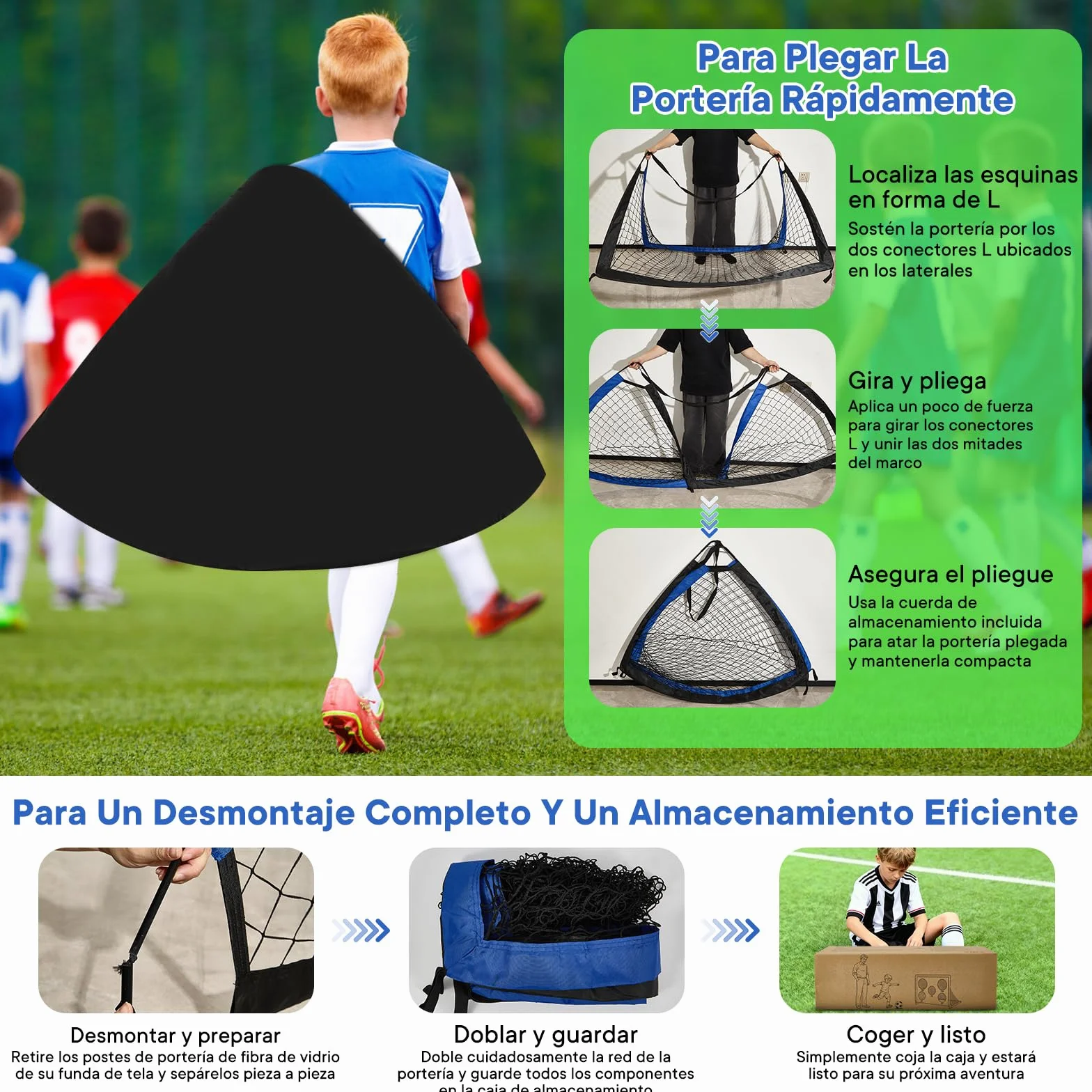 Porterias de Futbol 3 en 1 Plegable Portatil para niños con 3 Modos de Juego