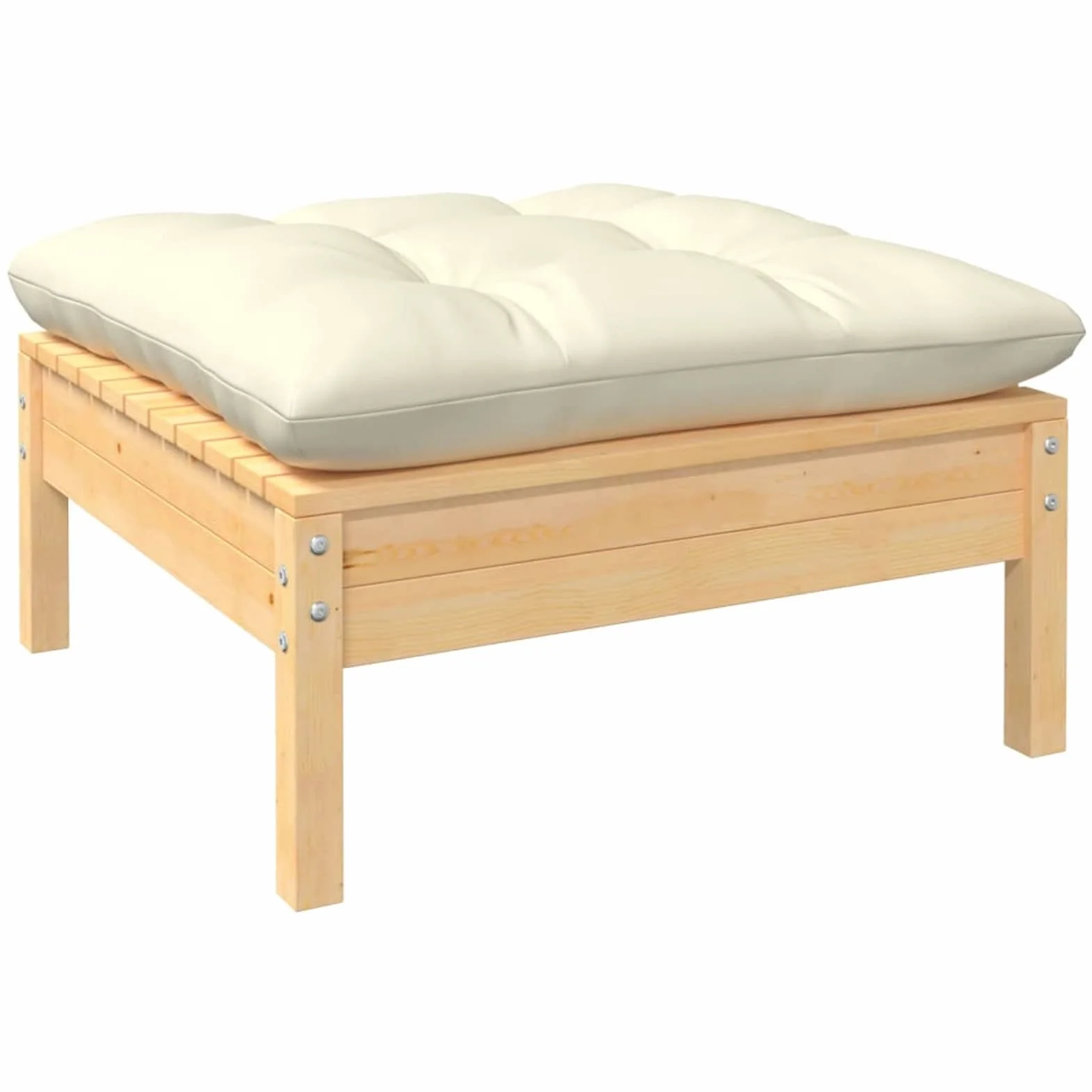 Muebles de jardín 3 Piezas Cojines, Set Exterior Jardin, Conjunto De Jardin, Conjunto Muebles Jardin Exterior, Sofa Jardin Terraza, Madera Maciza de Pino Crema