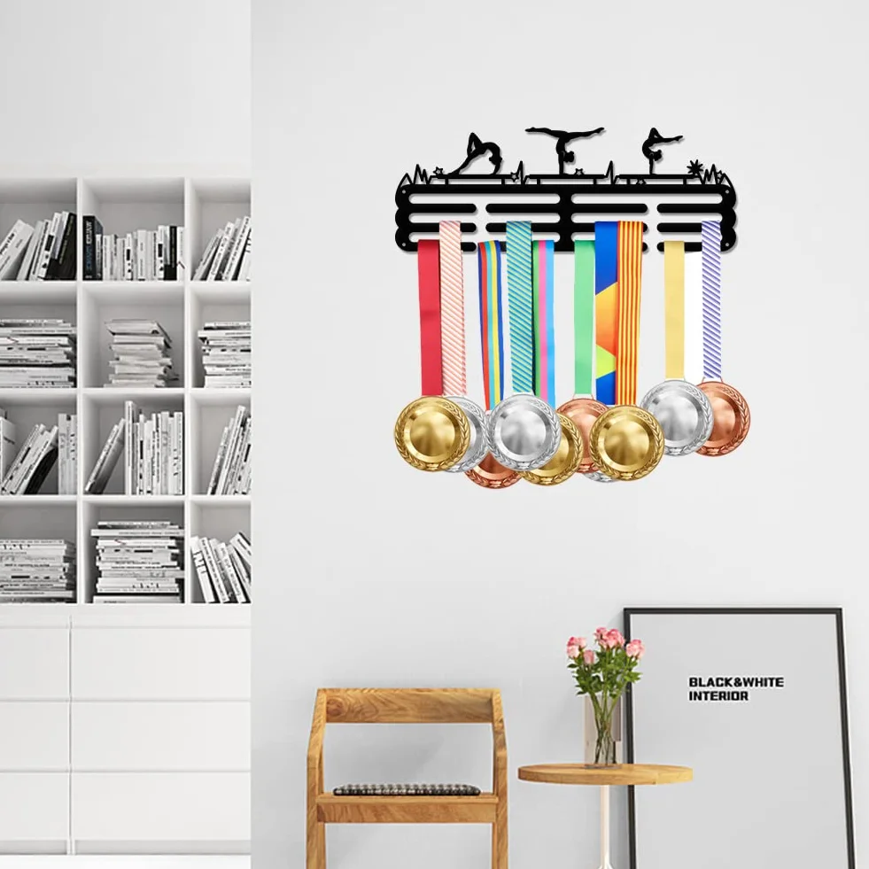 SUPERDANT Soporte para medallas de gimnasia montado en la pared, exhibición de hierro, regalo para gimnastas