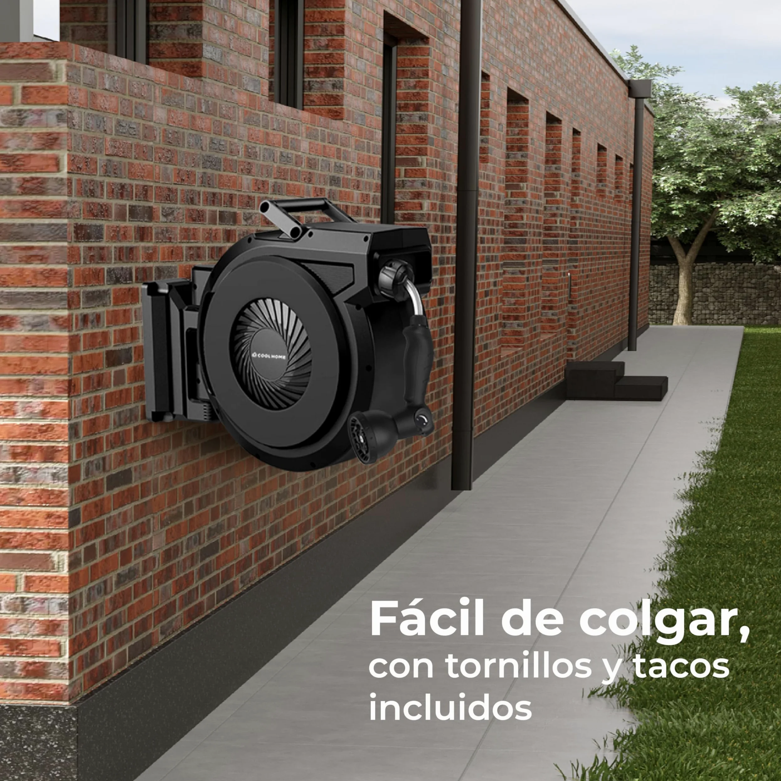 Enrollador de manguera Jardin - 40 Metros - Carrete de Manguera con función de enrollado automático Giratorio 180° - Negro