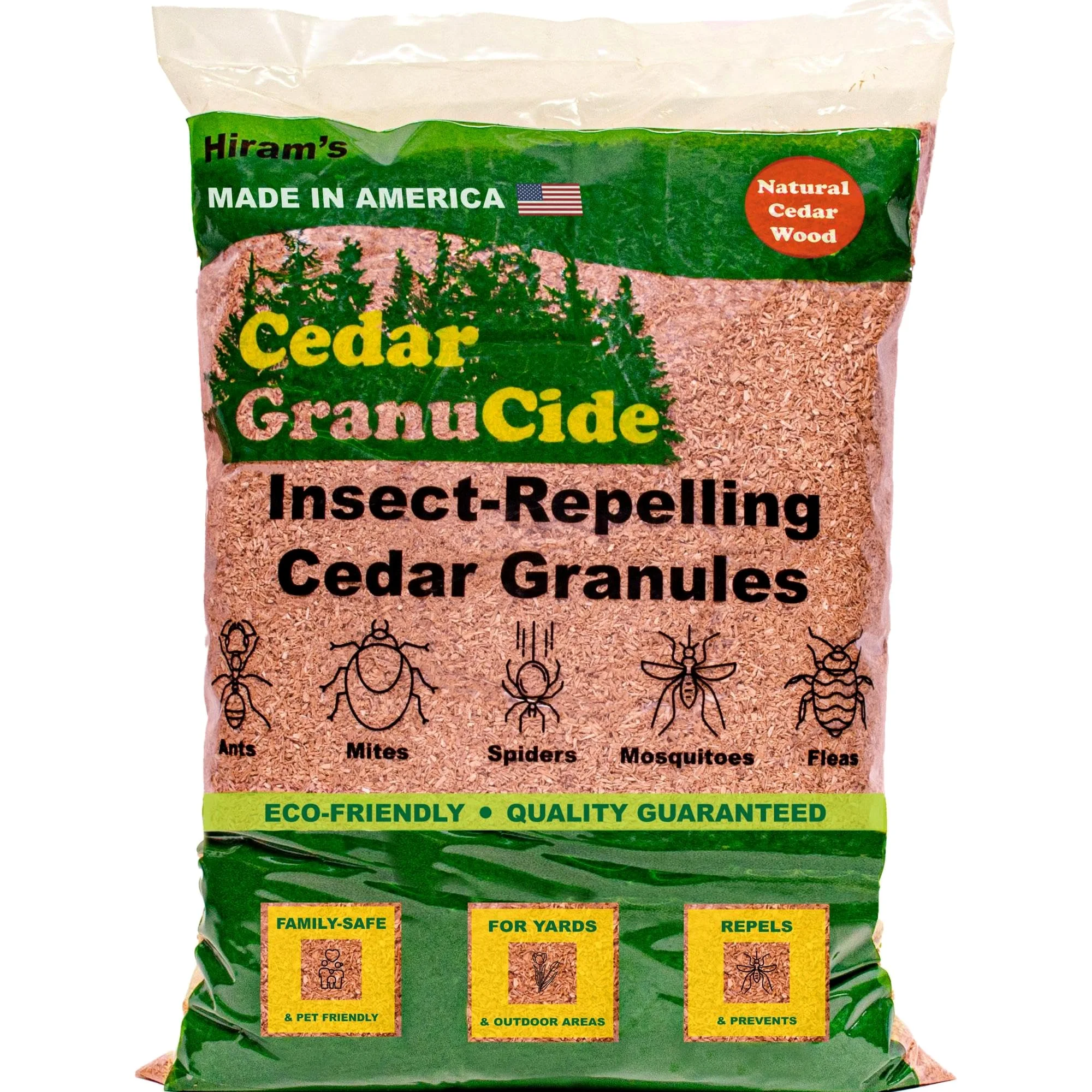 GranuCide - Gránulos de cedro | Chips de cedro para el hogar y el jardín | Repele pulgas, hormigas, pulgones, arañas, mosquitos | huele genial y fácil de usar | 1 bolsa (8 libras)