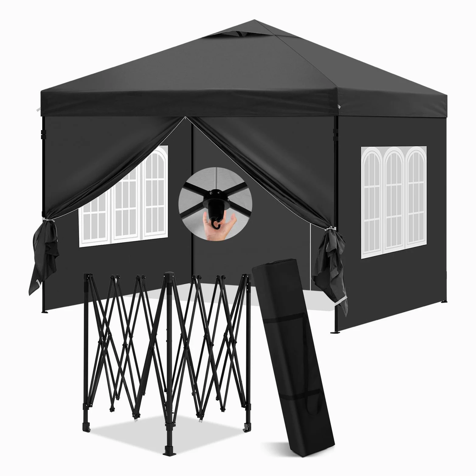 Laneetal Cenador 3x3m, Carpa Plegable para Exterior, Cenador con Paredes Laterales, Gazebo, Pabellón de Jardín para Camping, Pérgola Tienda de Fiestas, Carpa Impermeable,Antracita