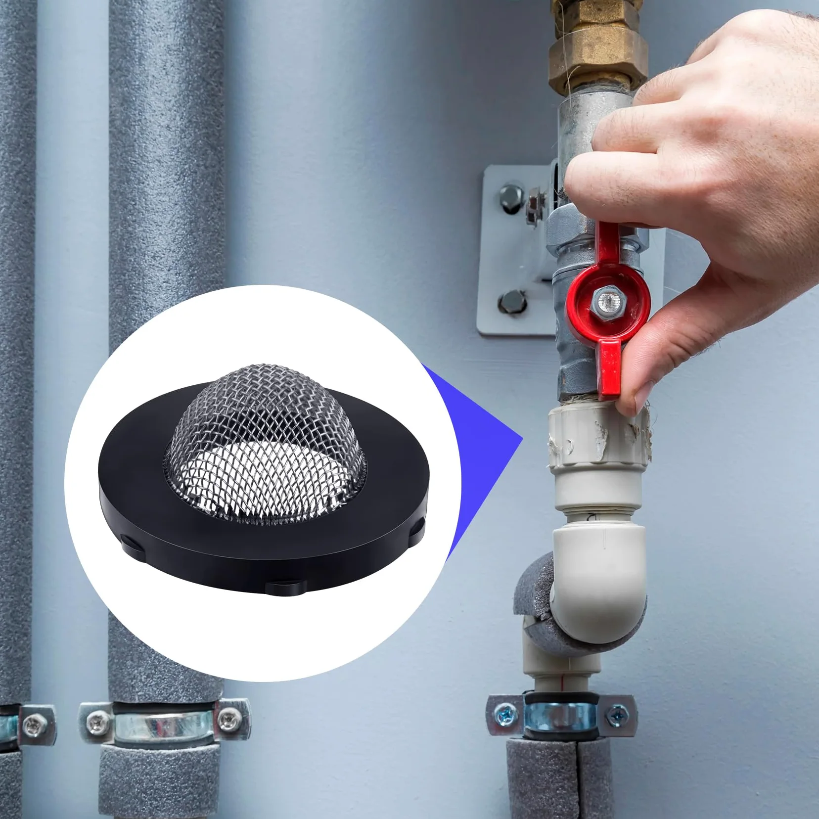 30 arandelas de filtro de manguera, acoplamiento de manguera de entrada de acero inoxidable con colador, accesorios para conector de manguera de jardín de 3/4 pulgadas y lavadora de 5/8 pulgadas