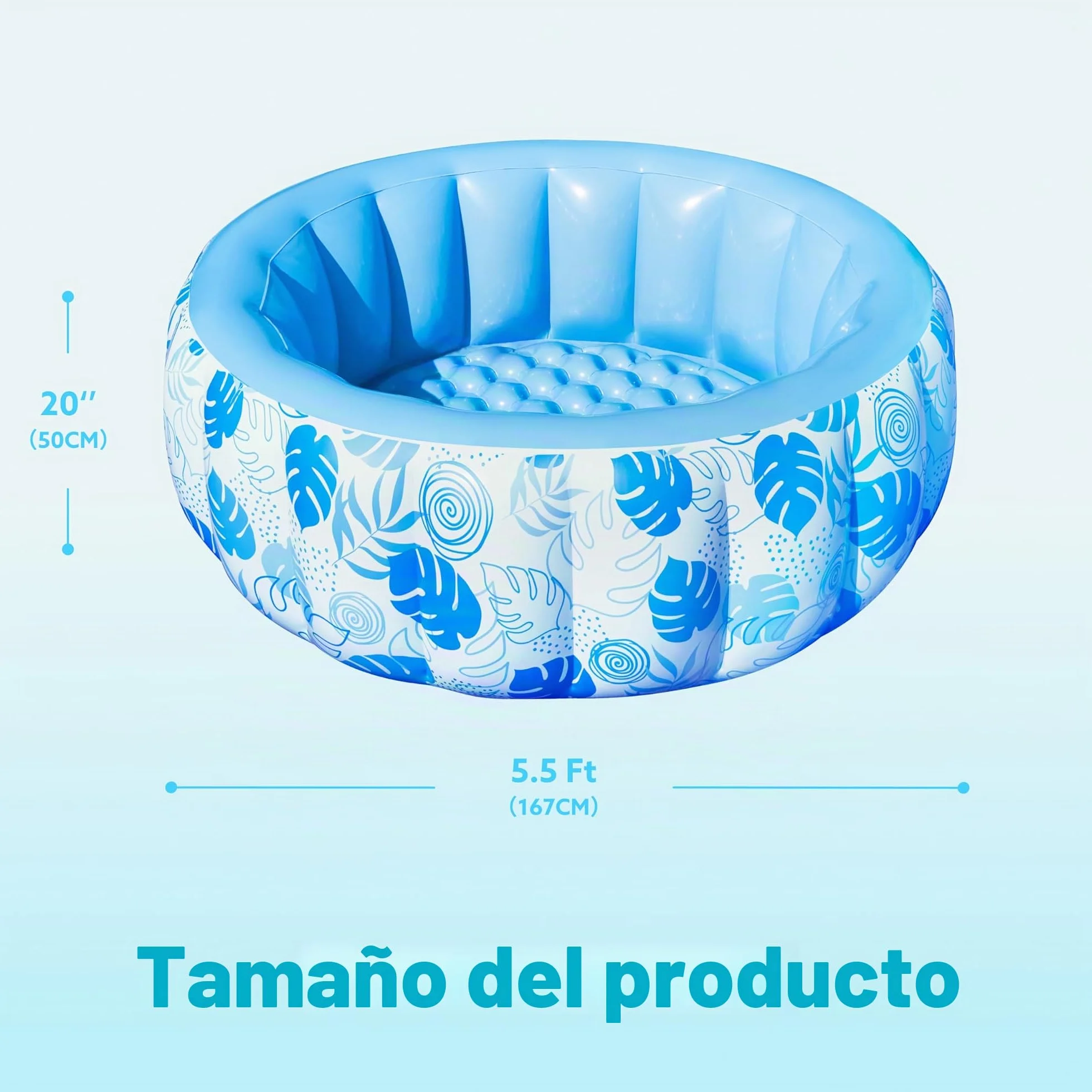 SLOOSH Piscina hinchable de 5,5 x 20 pulgadas (167,6 x 50,8 cm), piscina familiar inflable con respaldo cómodo, ideal para fiestas acuáticas de verano en el jardín, en el césped, color azul