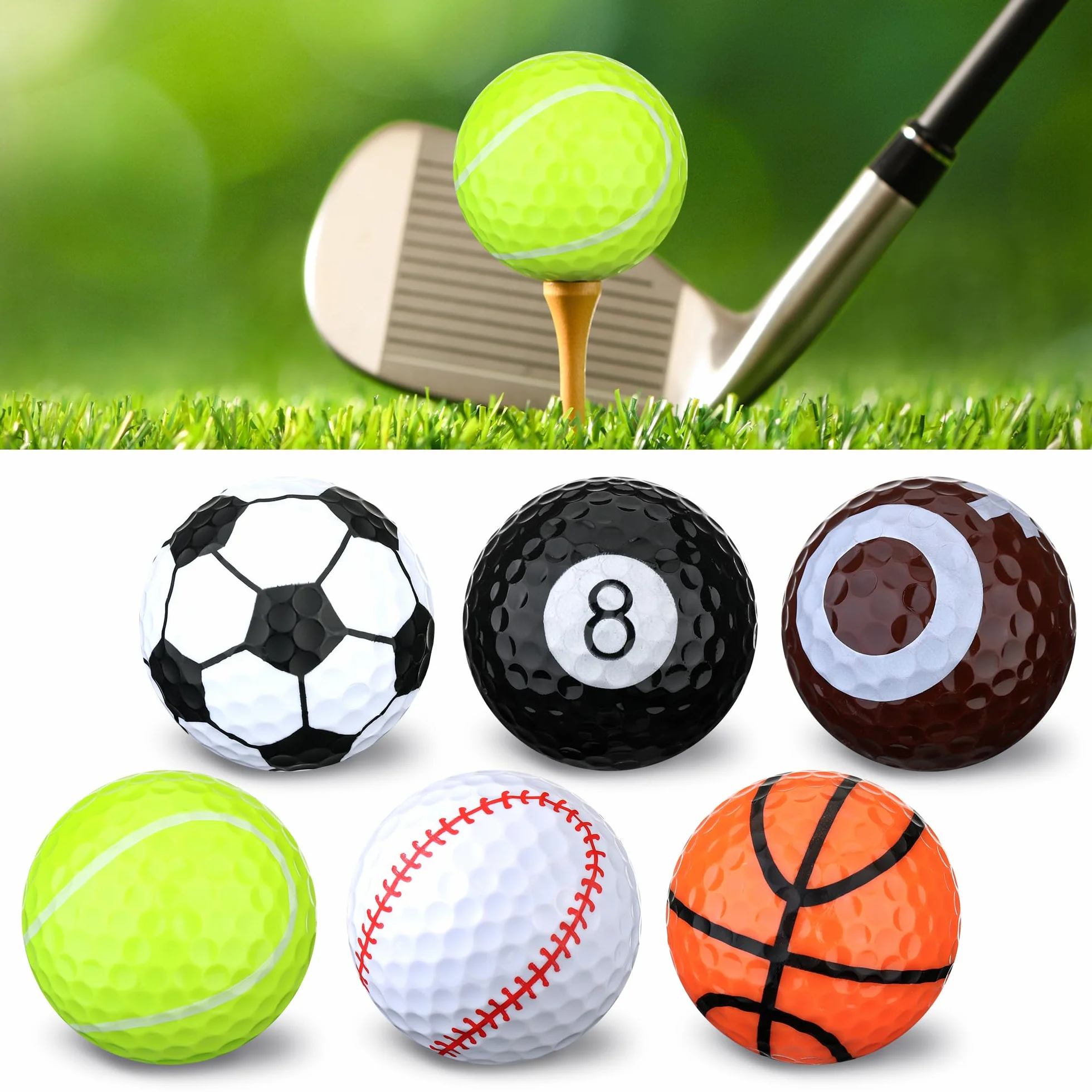 Bolas de Golf Divertidas con Cubierta de Resina y Núcleo de Goma, Regalos para Golfistas