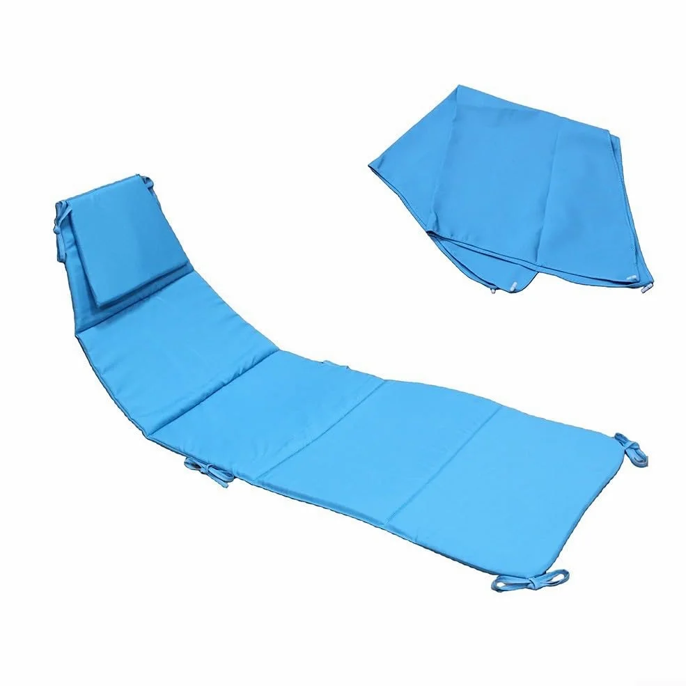 Juego de cojines para cesta colgante de patio con cubierta de toldo, almohadilla gruesa para asiento de jardín con lazos antideslizantes, 194 x 74 cm (azul)