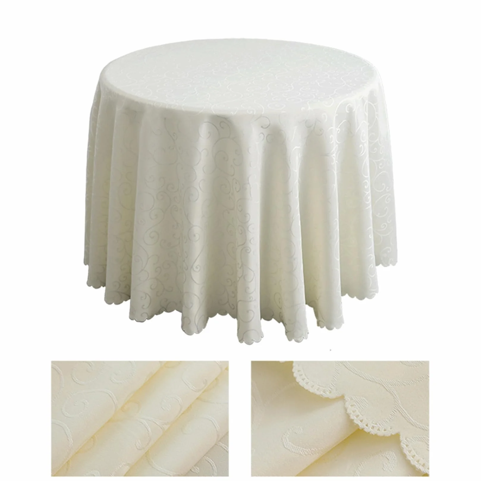 Poliéster Mantel Redondo Diámetro 160cm-320cm Hoteles Restaurantes Eventos y Fiestas Mantels Beige Diámetro 200cm