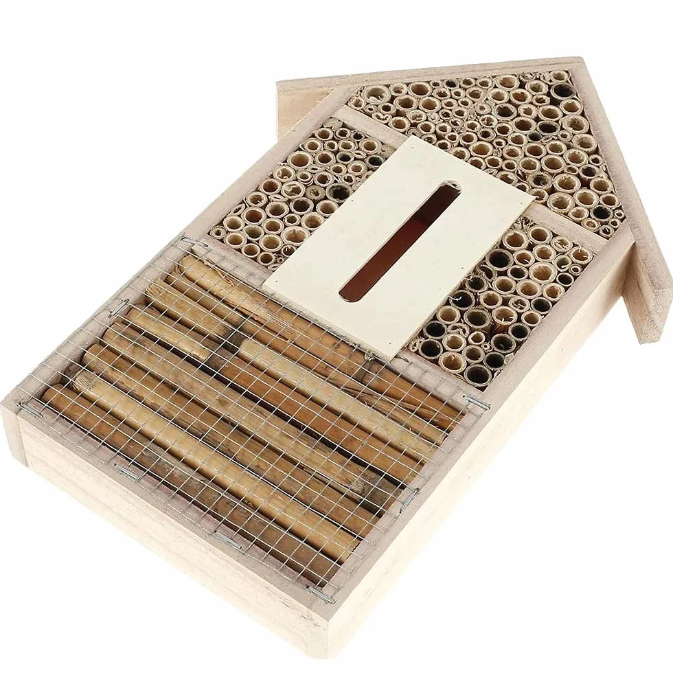 Hoteles de madera multi al aire libre del insecto de la calidad multi del hotel de la casa de la abeja de gran tamaño para Mariposas, escarabajos, colmenar-Tamaño 29,5 x 15 x 4 cm