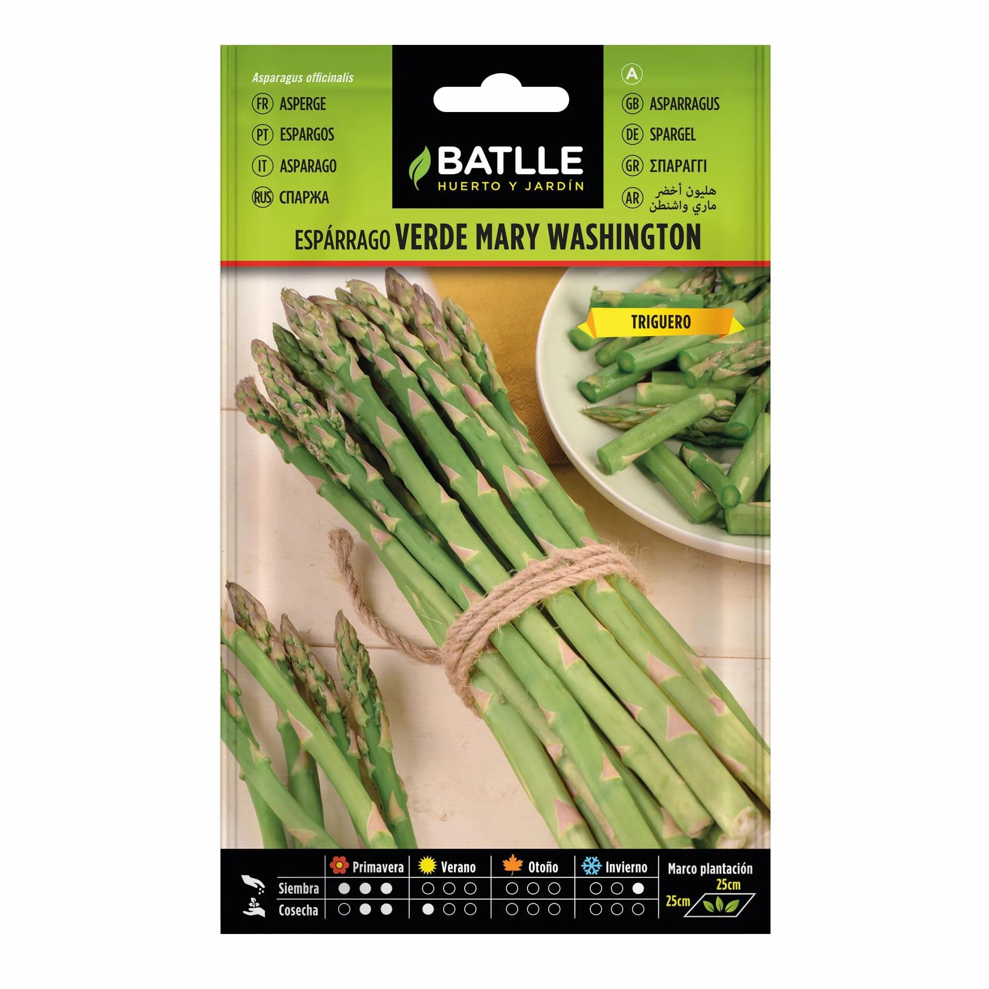BATLLE Espárrago Mary Washington – Semillas para Espárrago Verde y Blanco, Huerto y Bancal