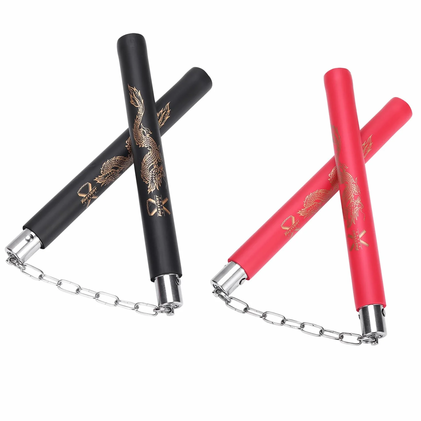 Nunchakus de entrenamiento de espuma para principiantes y niños, 2 pares, palos gruesos con cadena giratoria de acero