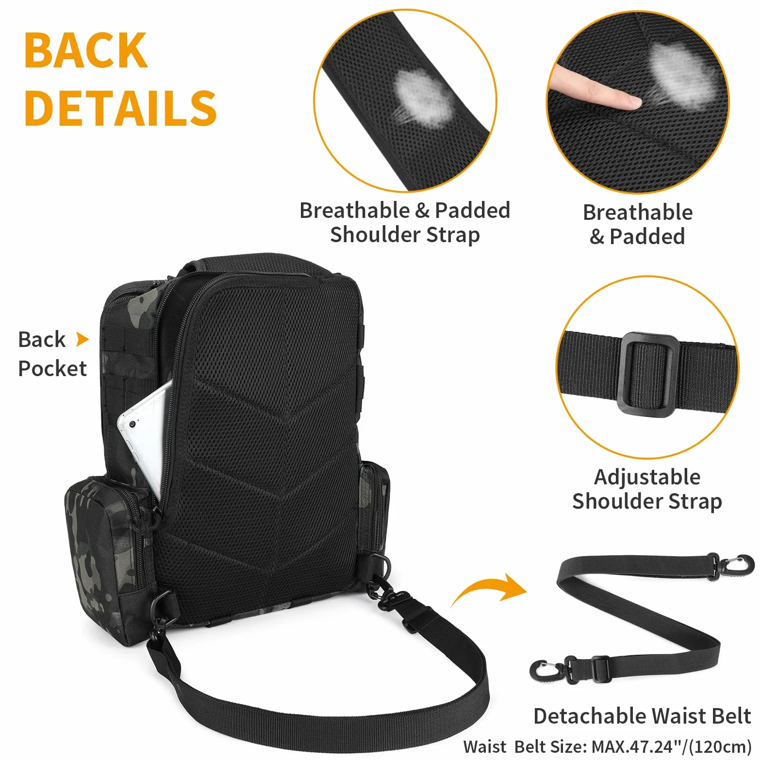 Mochila Cruzada Militar Grande ENJOHOS Bolsa Molle Hombro Sling Daypack para Ciclismo Senderismo