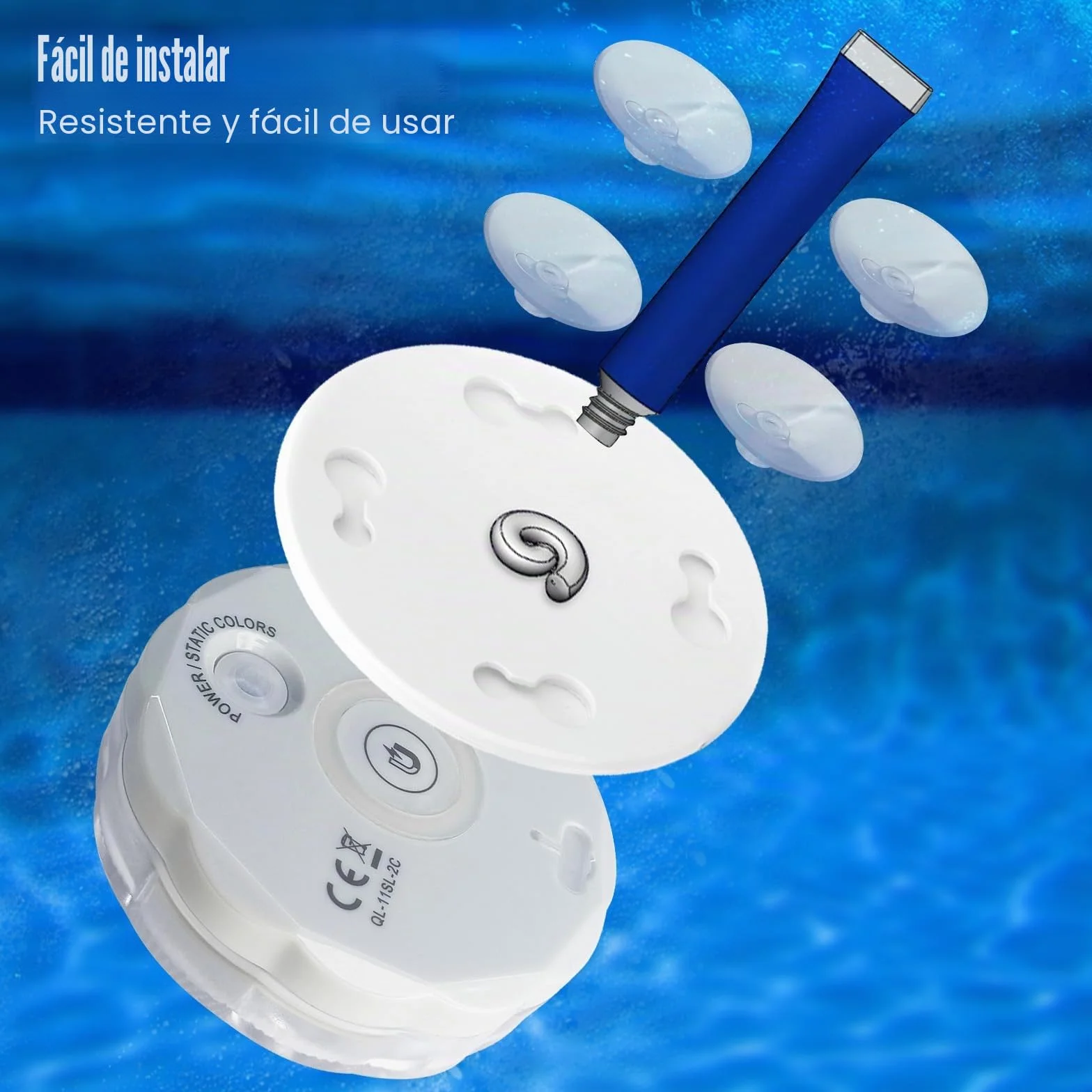 Idealife Iluminación de piscina recargable con batería incorporada, luz subacuática con mando a distancia, imán RF, ventosas, luces LED impermeables para fiestas de jacuzzi, Navidad, calabaza