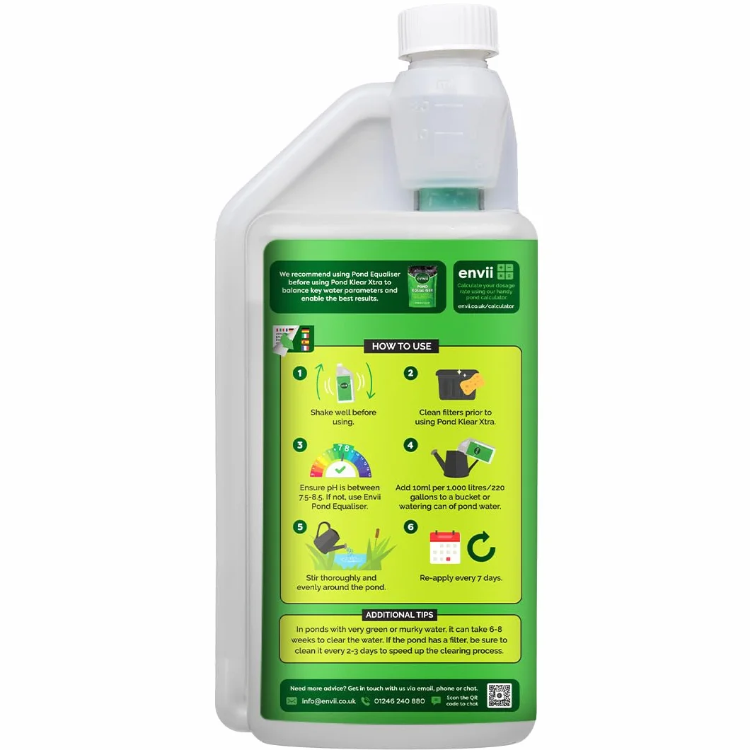 Envii Pond Klear Xtra Tratamiento Agua Verde Bacterias Limpiador Estanques 60000L 4°C