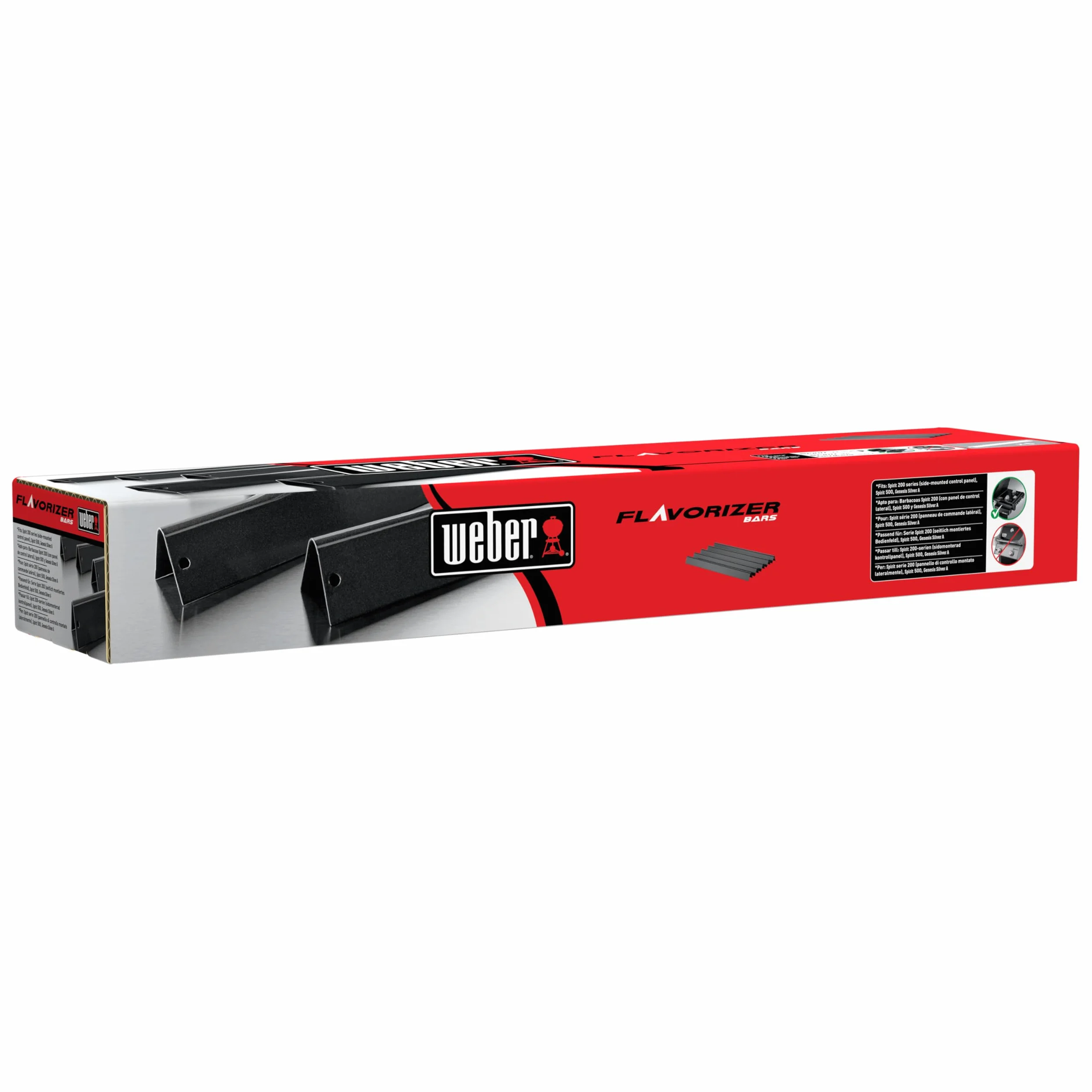 Weber Flavorizer Bars esmaltadas para Spirit Serie 200 hasta 2012 / Set de 5 Barras de Acero con Esmalte de Porcelana para Calor Uniforme, Negro (7534)