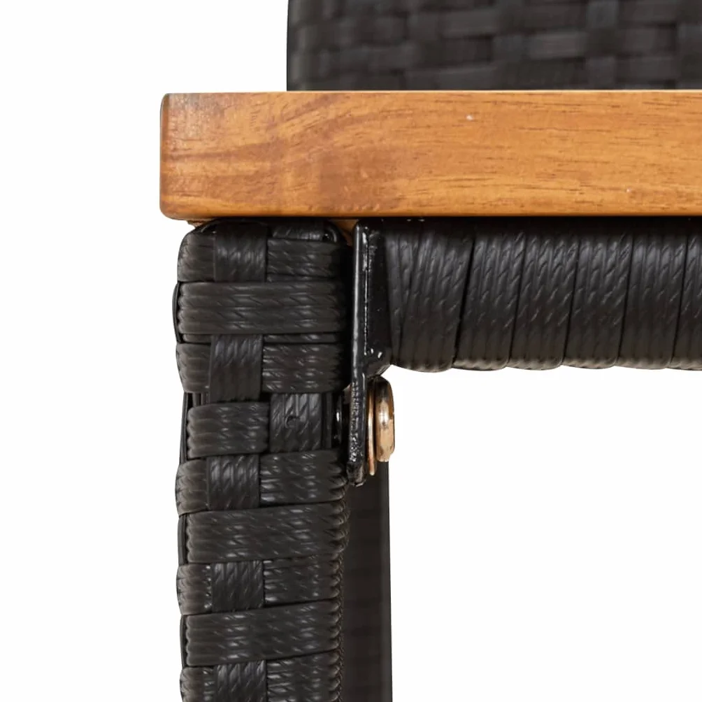 vidaXL Mesa Bar y taburetes jardín 5 pzas Madera Acacia ratán PE Negro