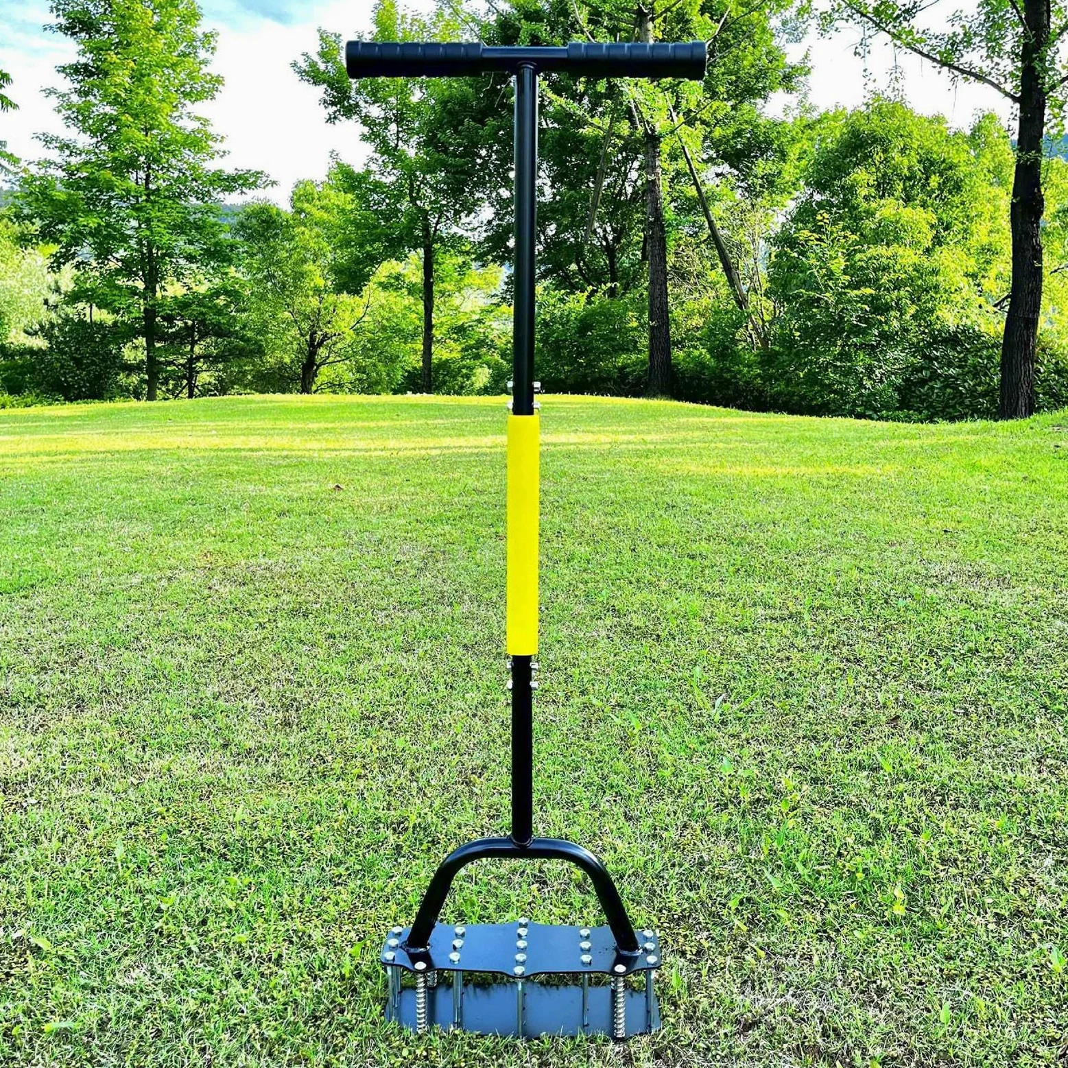 Aireador de Césped Herramienta manual de aireación | Diseño con resorte, aireador para césped con 17 púas de acero para aireación de jardines y jardinería de