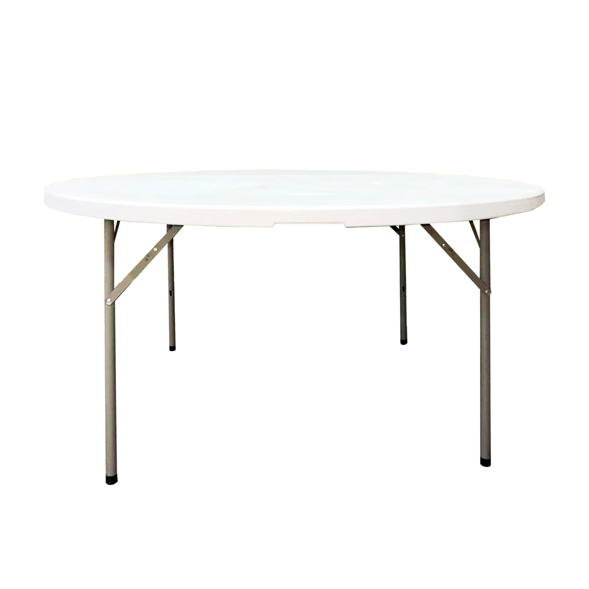 Pack 2 Mesas Redondas Plegable 150 cm Blanca - Banquete Catering - Capacidad 6-8 Personas - Tablero HDPE Reforzado - Estructura Acero 25 mm - Bodas Restaurantes Eventos - Interior Exterior
