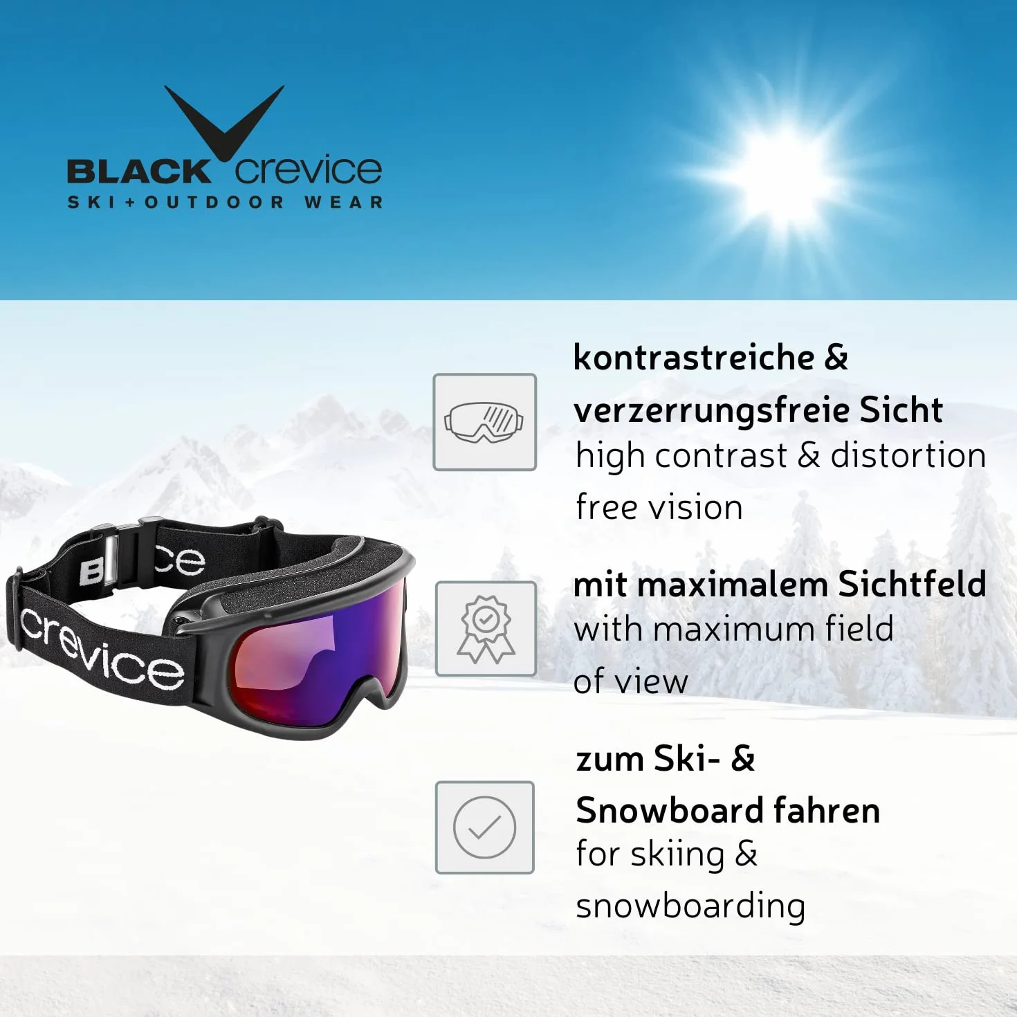 Black Crevice gafas de esquí para mujer
