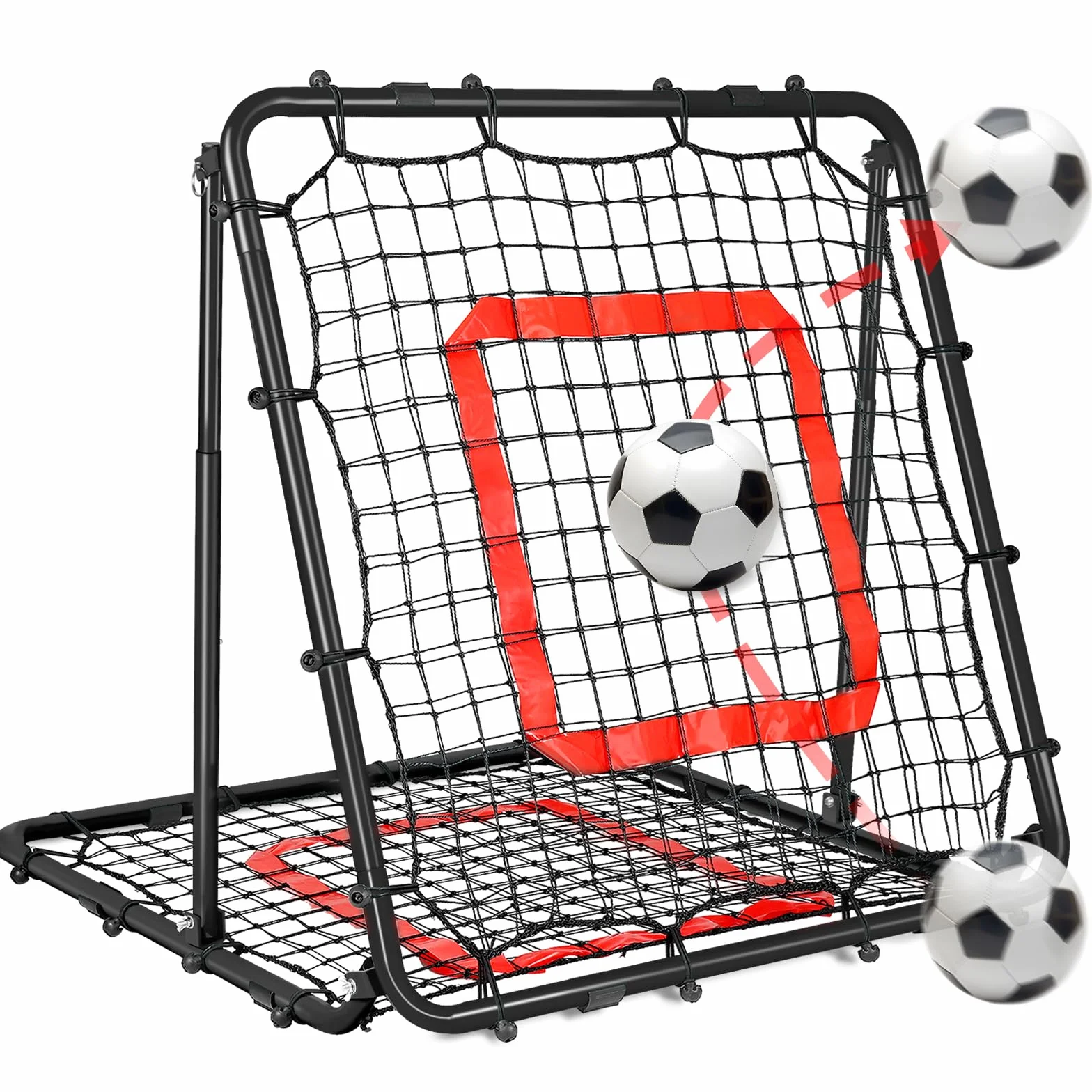 Red de Rebote Fútbol Plegable, Malla de PE de Doble Capa, Ángulo Ajustable