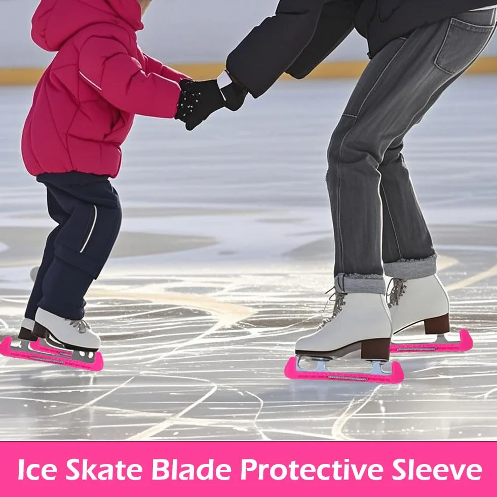 LightBeacon 1 Par de Protectores de Patines de Hielo Ajustables, Protecciones de Hoja para Patinaje Artístico, Rosa
