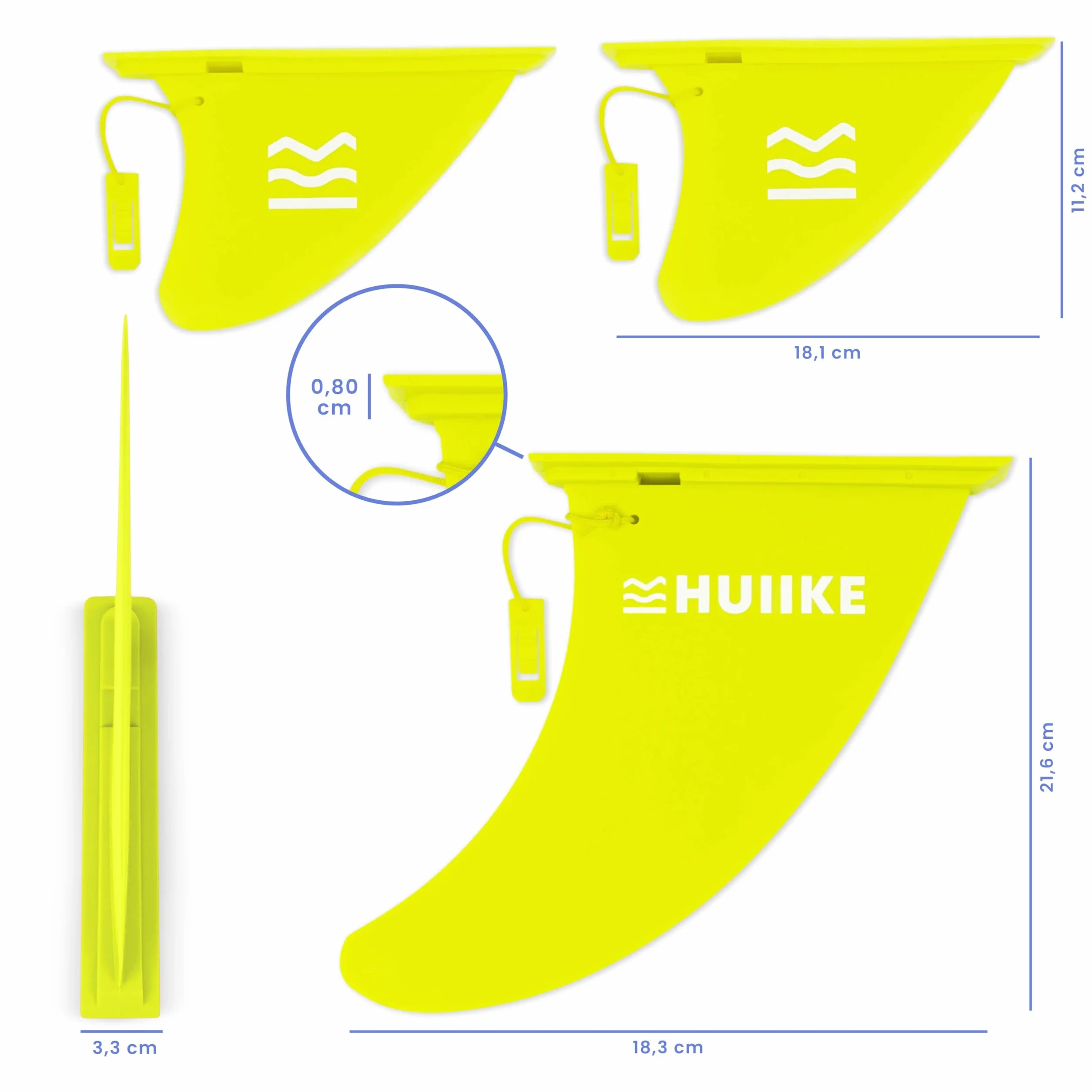 HUIIKE Quilla Paddle Surf Pack de 3 Desmontables Aleta con Cierre de Seguridad Tabla Padel Sup Board Inflable