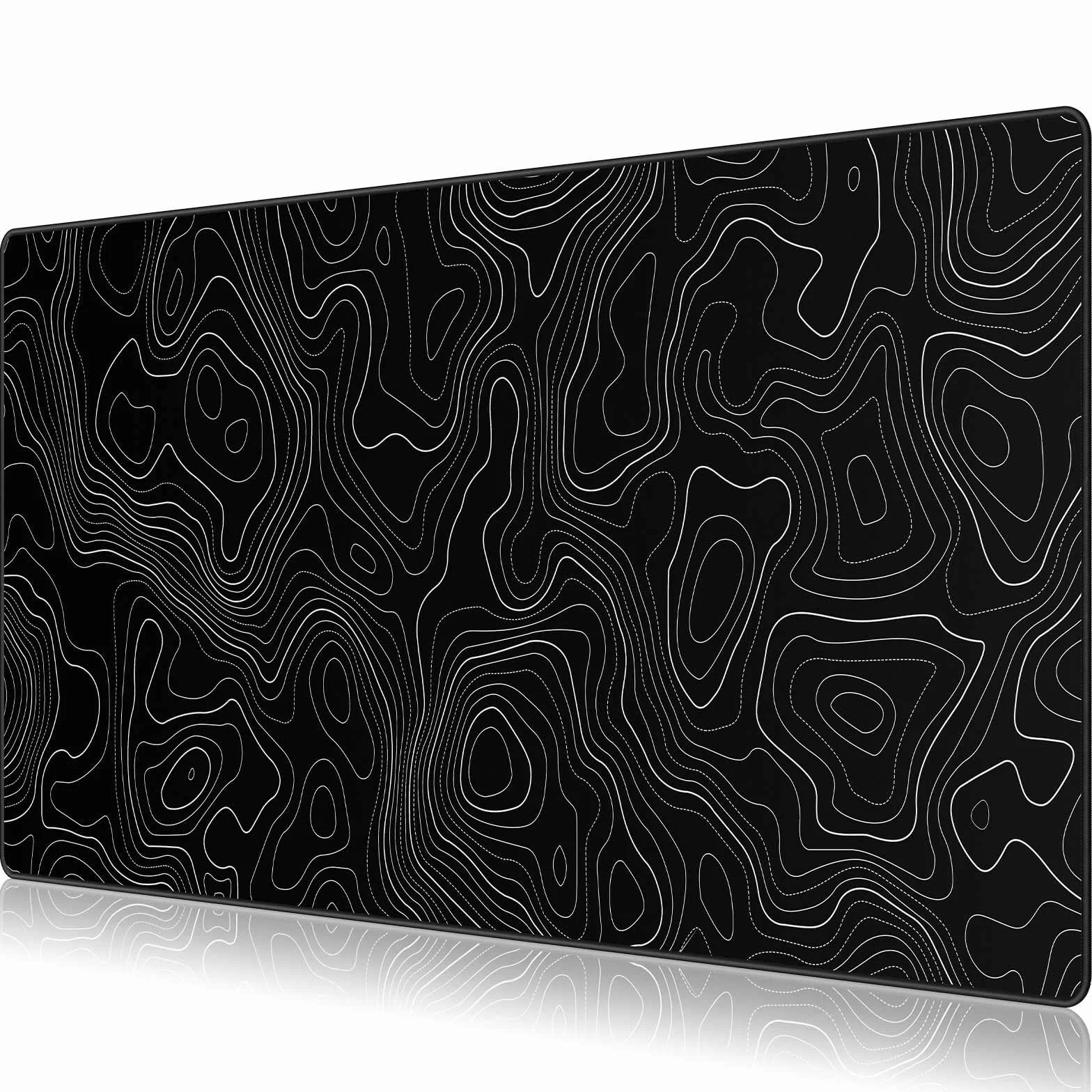 JIALONG Alfombrilla Raton Gaming Grande XXL 900x400mm Lavable Base Caucho Topografía Negra