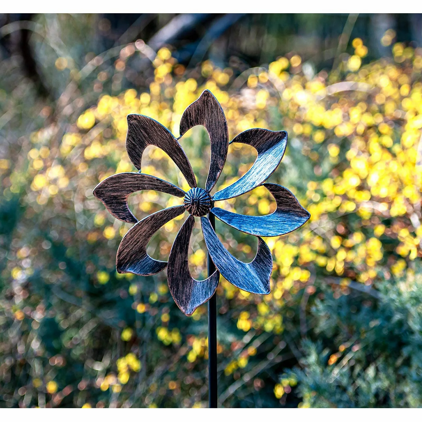Wind Spinner Dahlia 155 cm (61 Pulgadas) Spinner cinético de Viento para Exterior - Construcción de Metal Vertical para Jardín y Patio