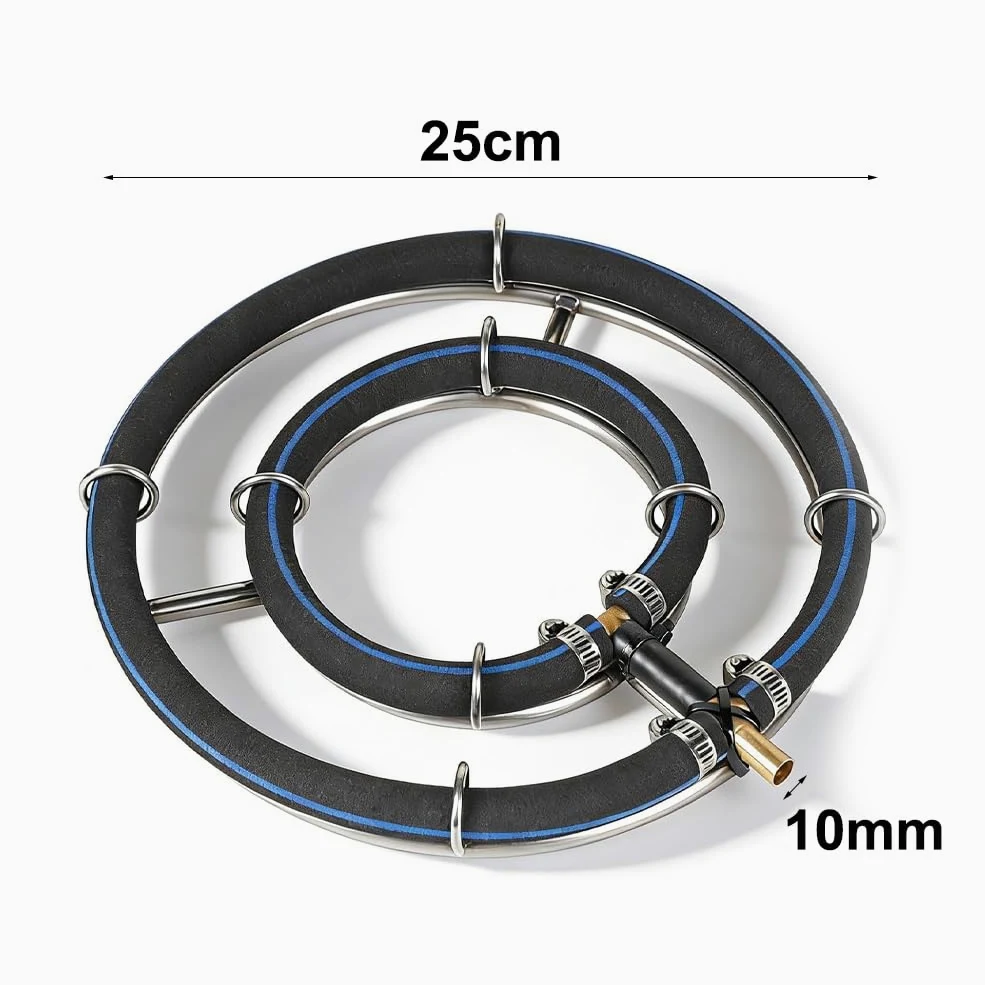 CEWROM Aireador de estanque, anillo de aireación de 25 cm de diámetro, anillo de ventilación 2 en 1, diámetro de tubo de 8 mm, aireador de estanque con manguera de 9 mm de diámetro, anillo de