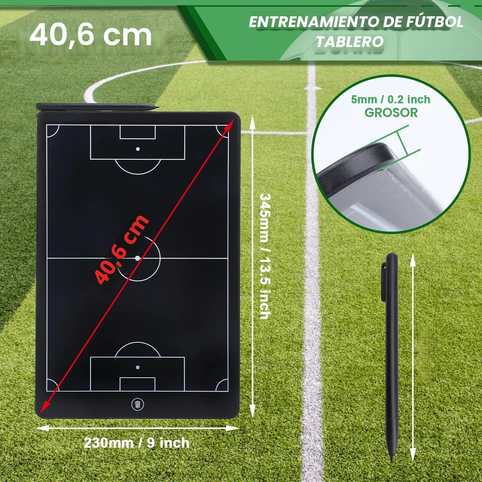 Tablero de fútbol táctico LCD 16 pulgadas panel electrónico estrategia entrenamiento digital con bolígrafo