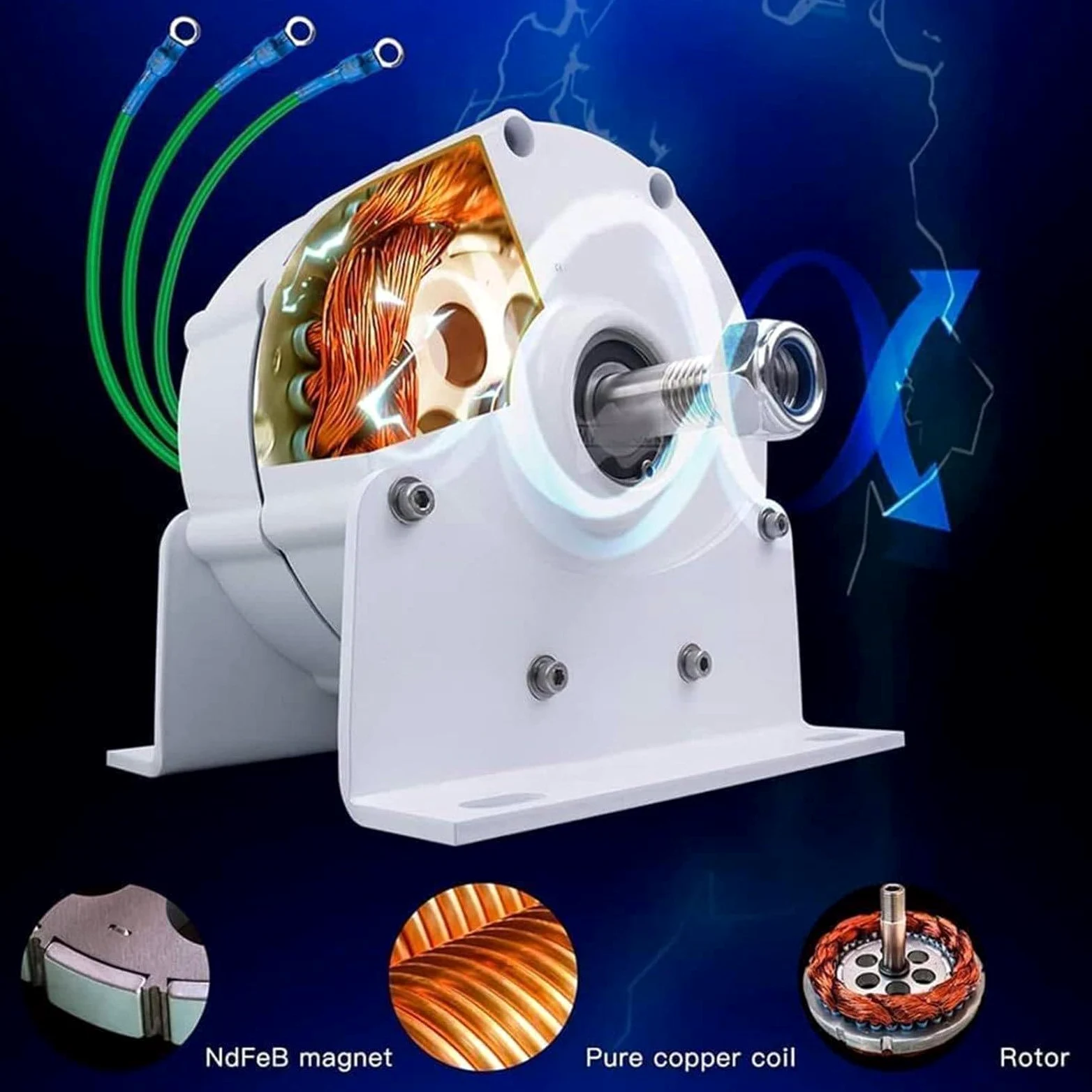 Generador de 4000 W-8000 W, 50 Hz, 600 RPM, alternador de energía de 12 V, 24 V y 48 V, generador de imán Permanente para Sistemas de generación de energía y turbinas eólicas. 24V-6000W