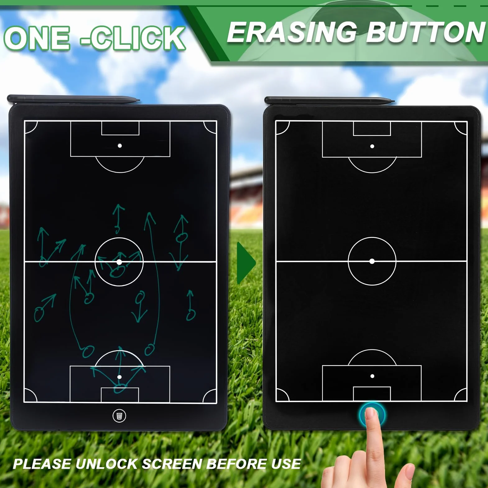 Tablero de fútbol táctico LCD 16 pulgadas panel electrónico estrategia entrenamiento digital con bolígrafo