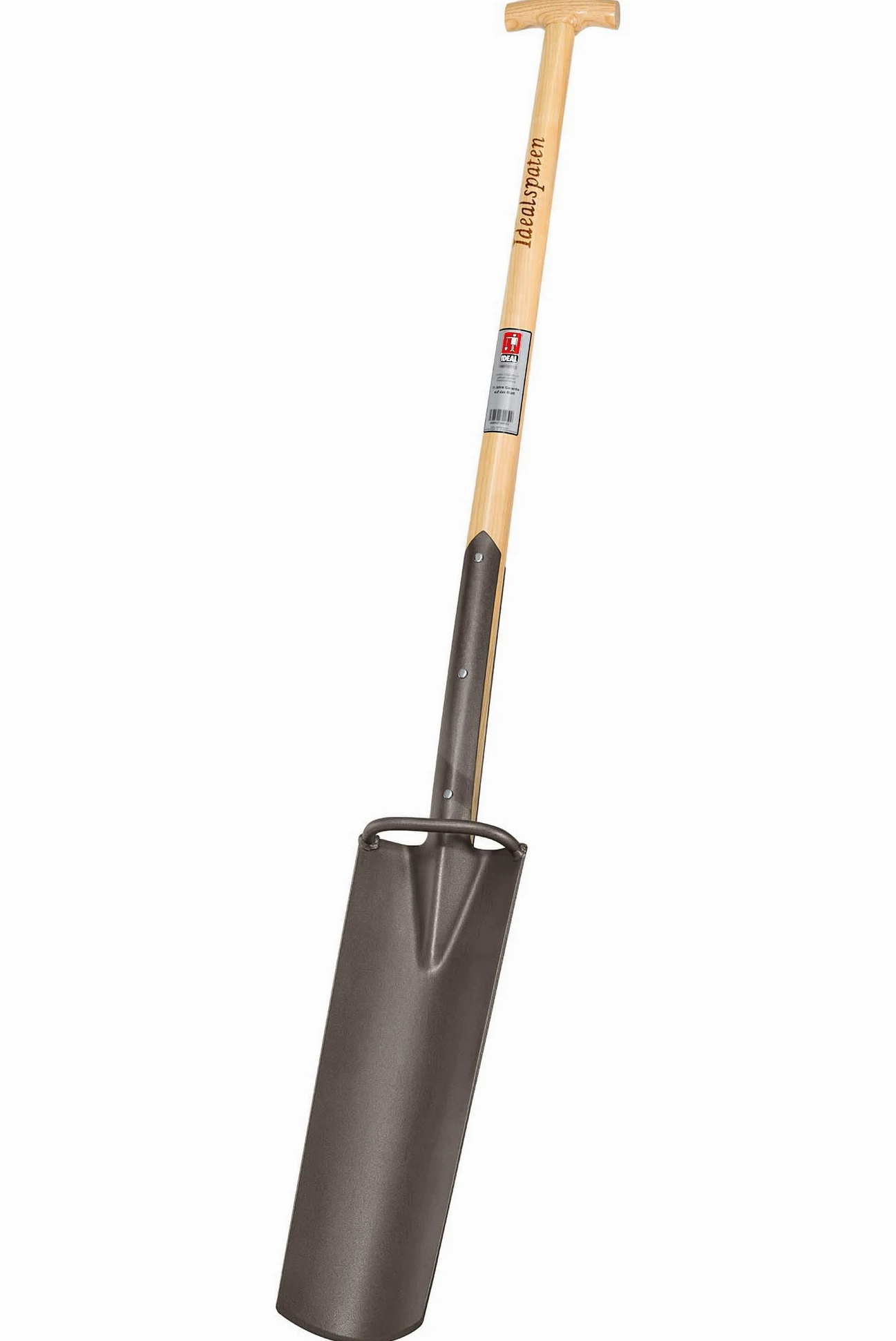 IDEAL - Pala de Drenaje con Mango en T de Fresno de 85 cm y Patada | Autoafilable, un especialista en excavar Agujeros Estrechos y Profundos | Zanjas para Canales de Cable o tuberías
