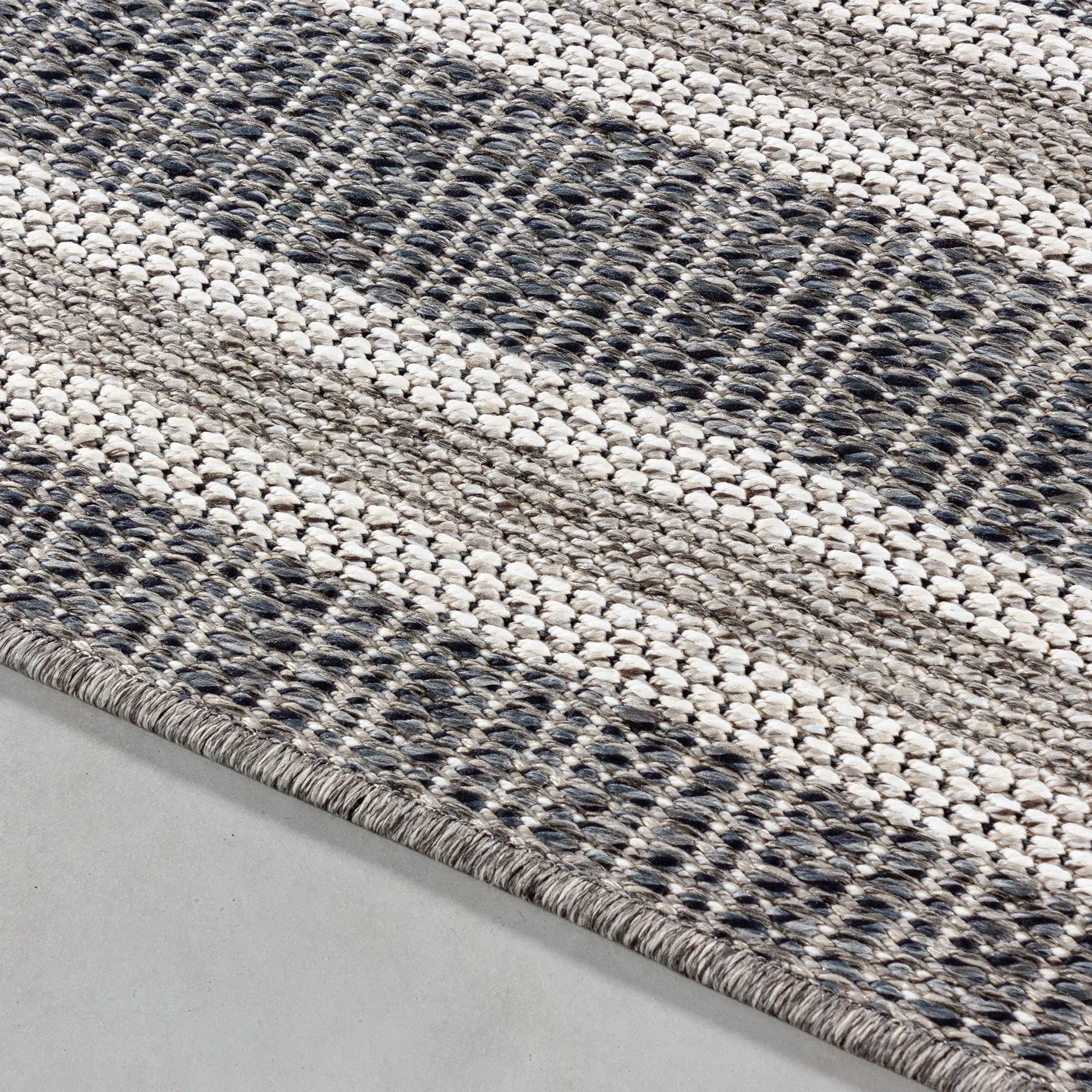 Carpetsale24 Alfombra de Exterior, Color Gris, diseño de Borde, 110118, Alfombra Rectangular, Alfombras para terraza-balcón-jardín o Cocina, 160 x 230 cm
