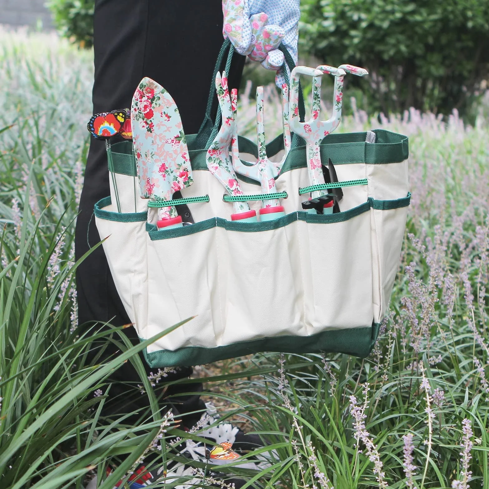Juego de Herramientas de Jardinería 16 Pcs,Kits de Regalo de Herramientas Manuales de Jardín FloralRegalos de Jardinería para Mujeres y Hombres, con Tijeras de Podar y Bolsa de Almacenamiento