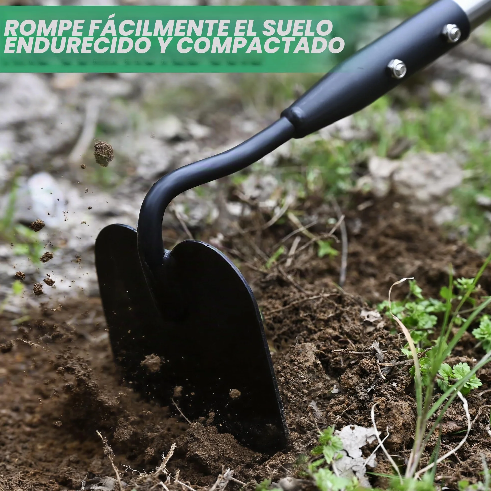YEELOR Azada de jardín, herramienta de jardín de mango largo con cubierta de silicona antideslizante, mango de acero inoxidable de 56 pulgadas, azada resistente con hoja duradera, para excavar,
