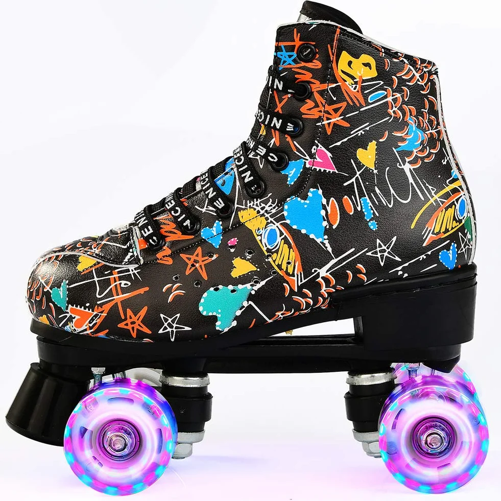 Patines LED 4 Ruedas Top Alto Clásico Adulto Diseño Graffiti