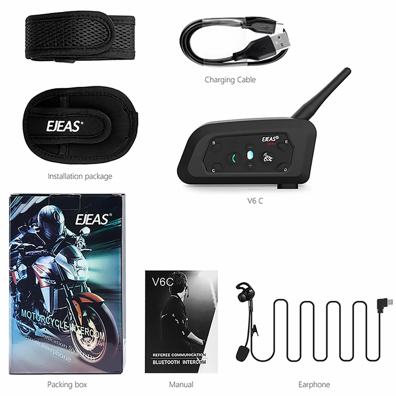 EJEAS V6C Intercomunicador Bluetooth para Árbitro de Fútbol, 800m, 2 Personas, Dúplex Completo